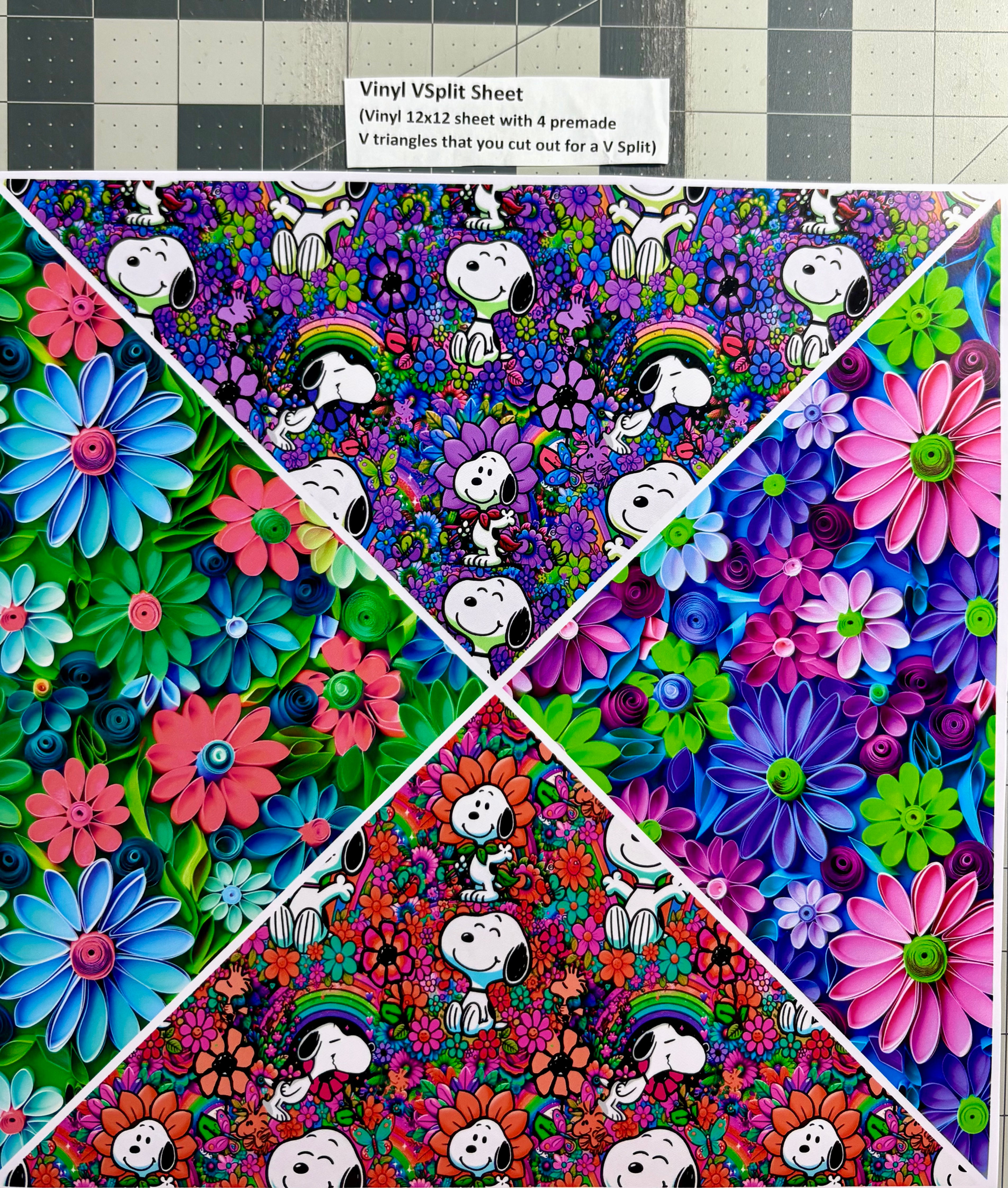 Vinyl VSplit Sheet- Springtime Floral and snoopy