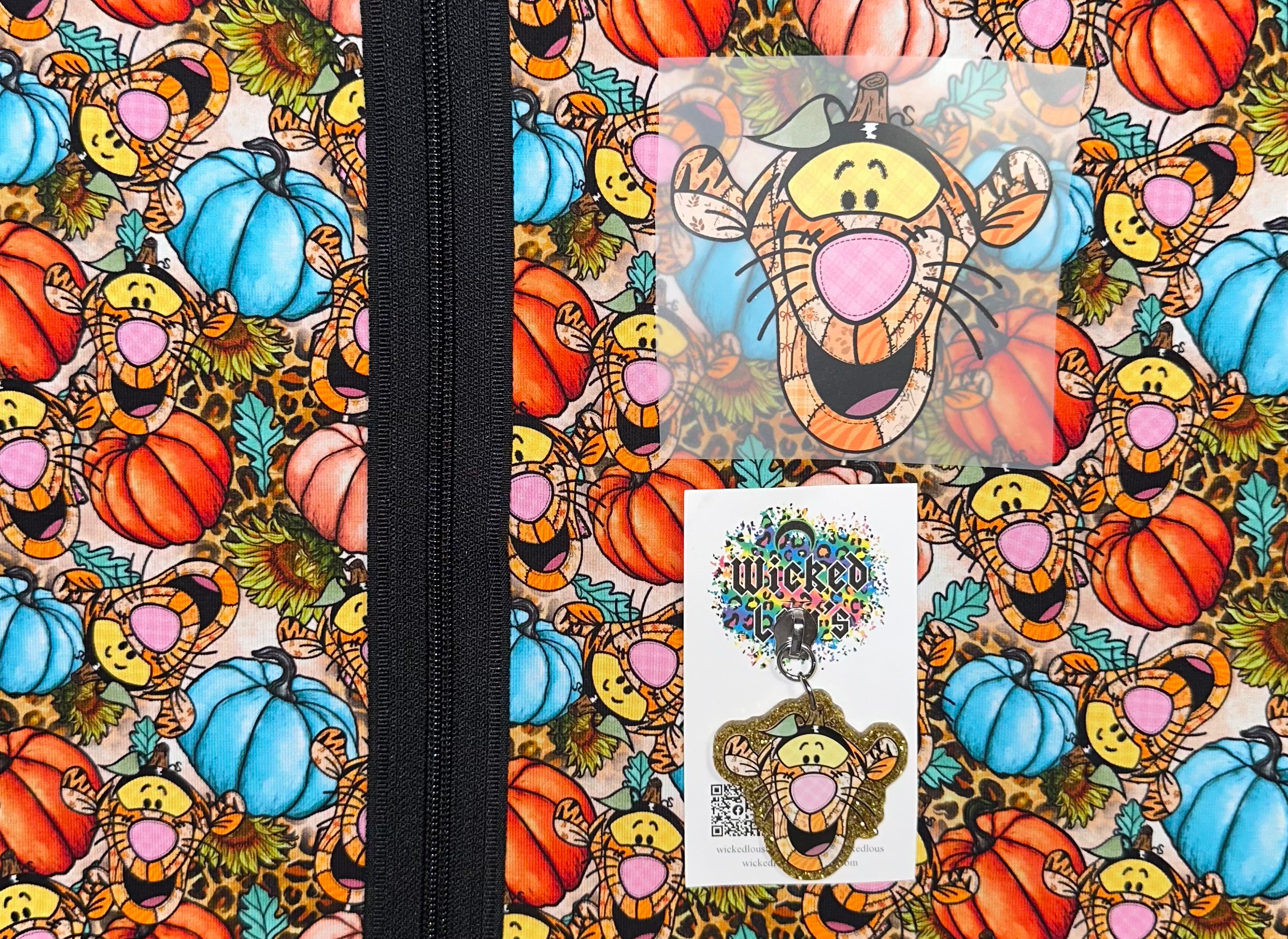 Fabric Tumbler Zipper kit- Tigger fall patches