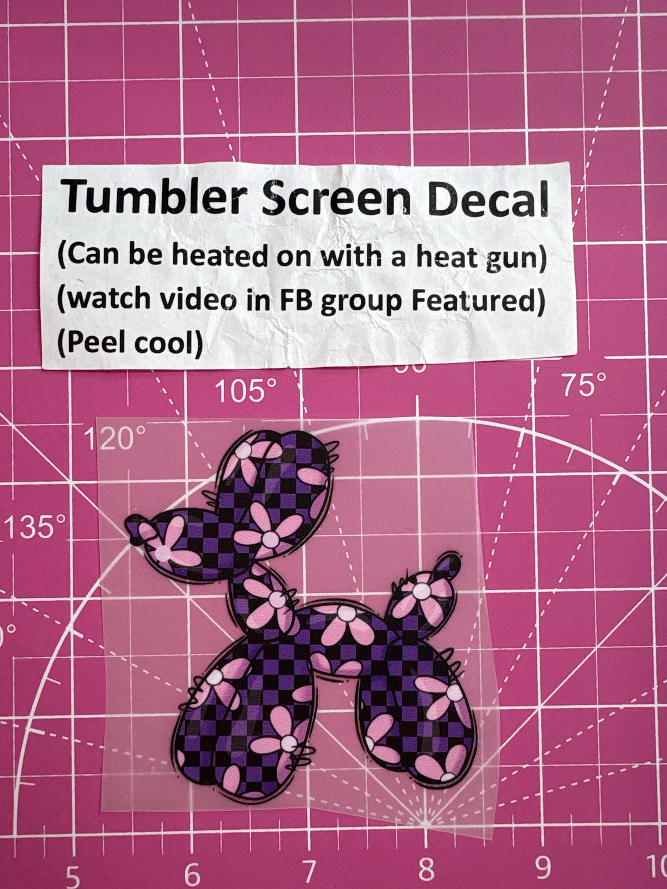 Tumbler Screen- Purple Checkered Balloon Dog