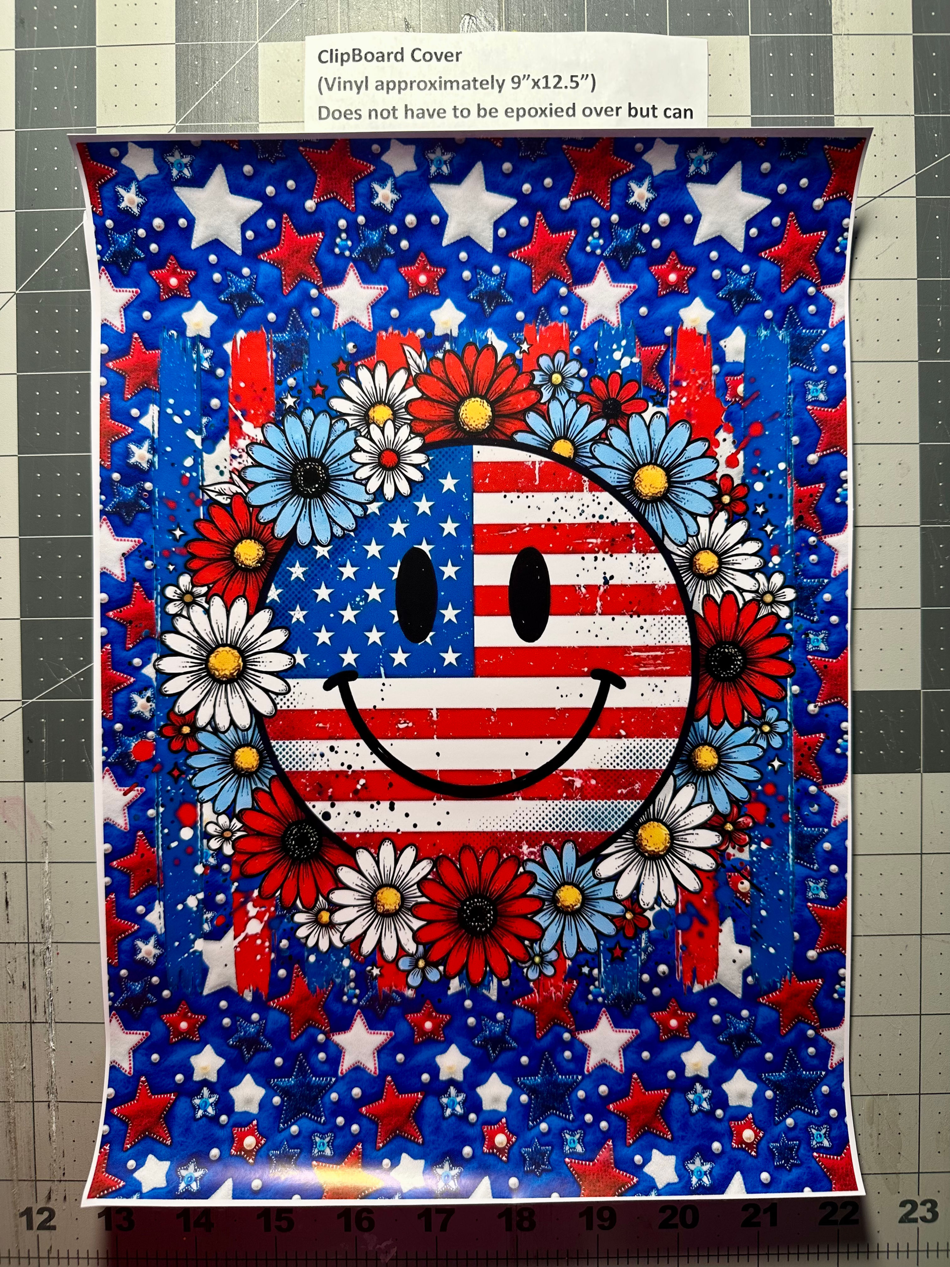 Clipboard Cover Vinyl (Standard)- Patriotic Smiley 