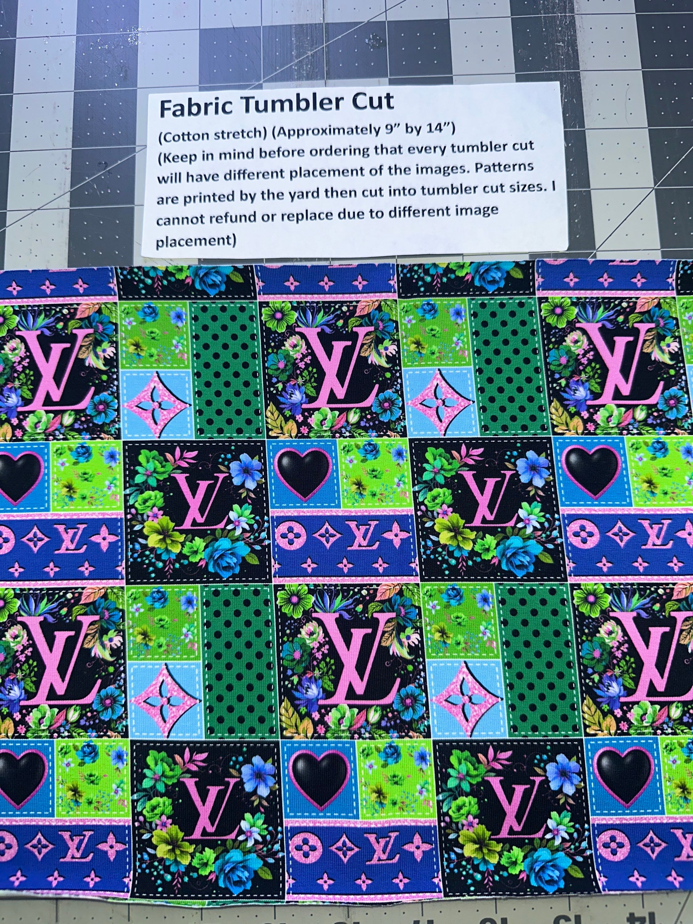 Fabric- LV Patched Green Pink