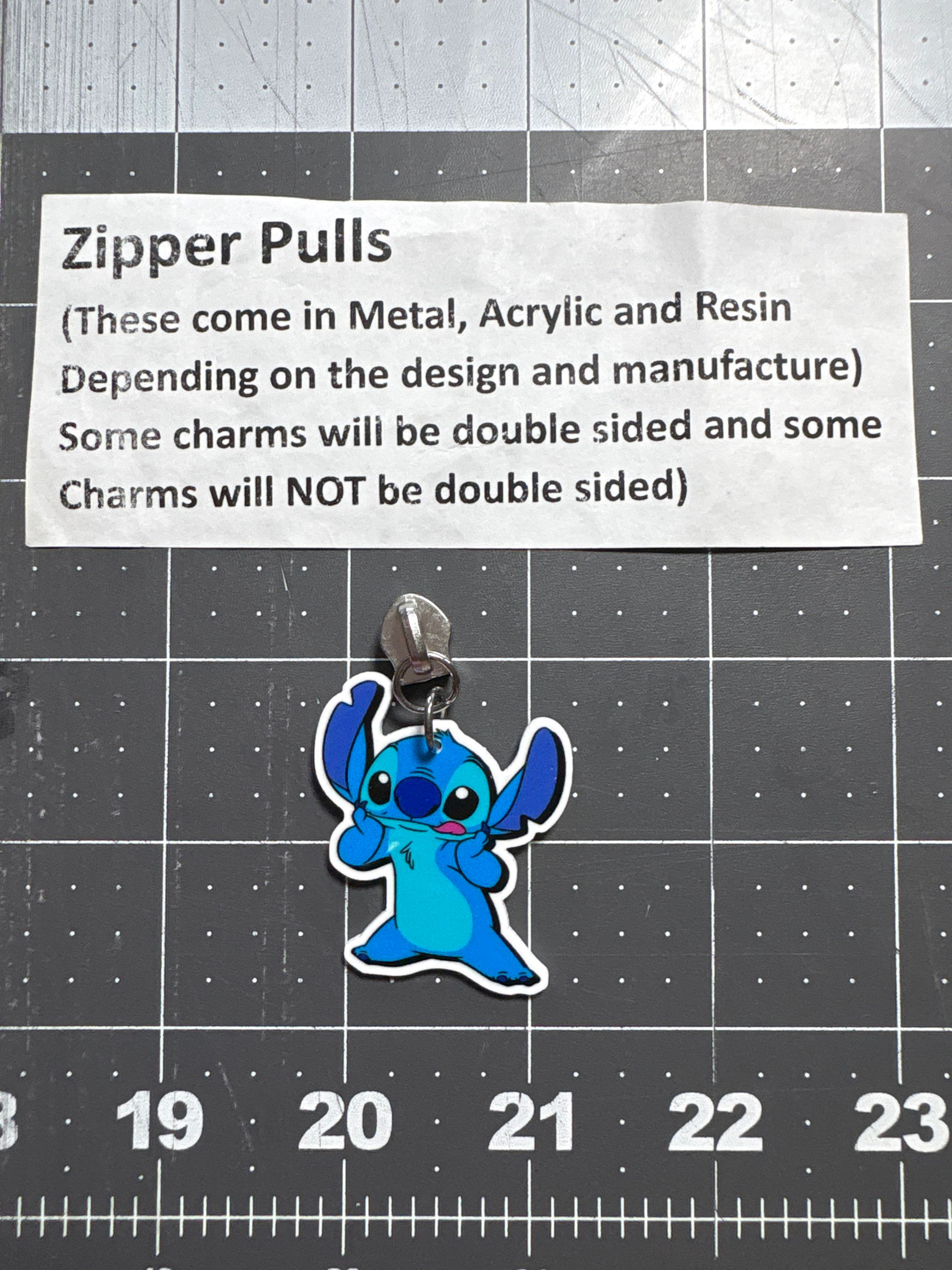 Zipper Pull- Stit Tongue Blue Ears 