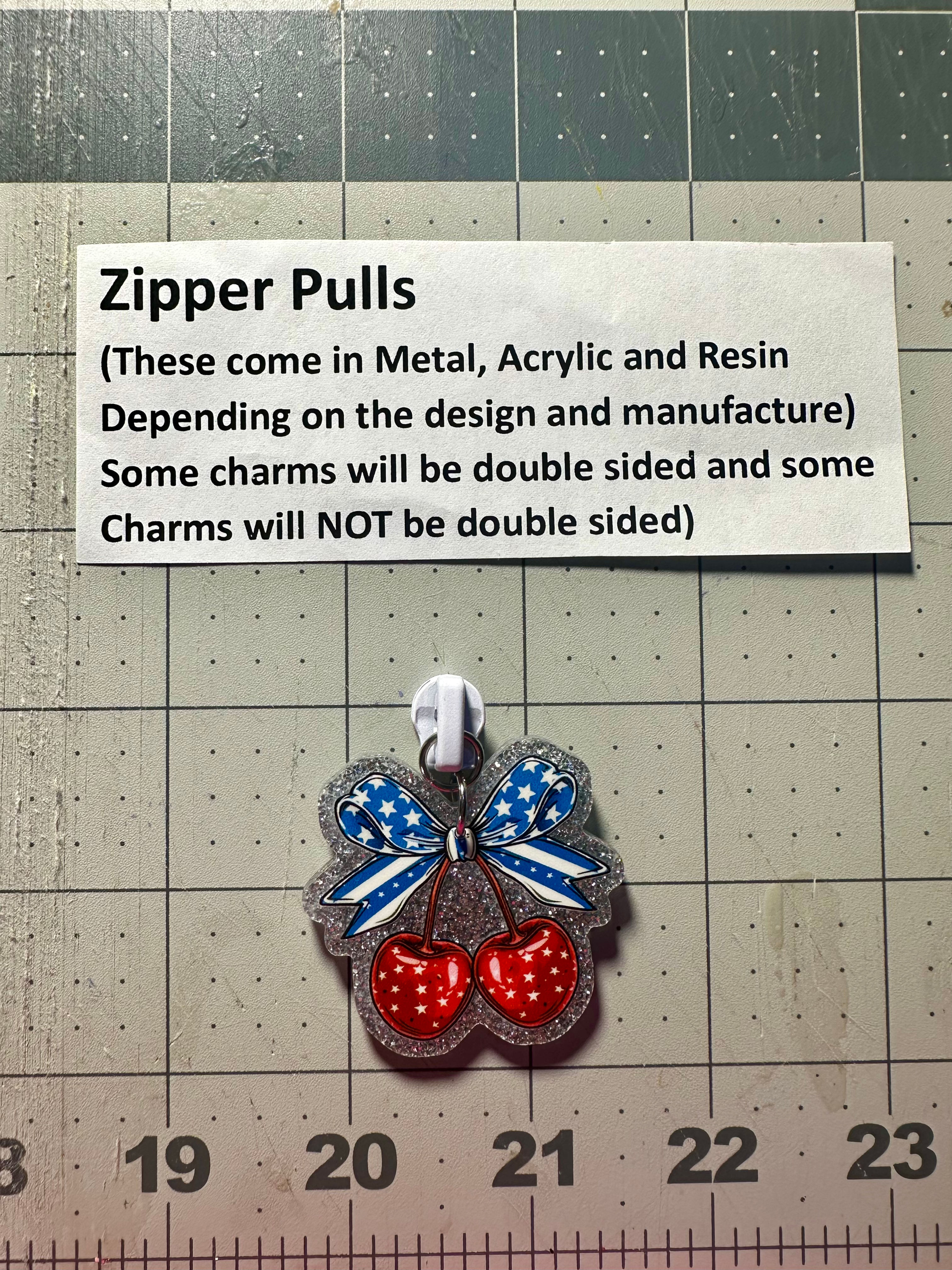 Zipper Pull- Patriotic Cherries