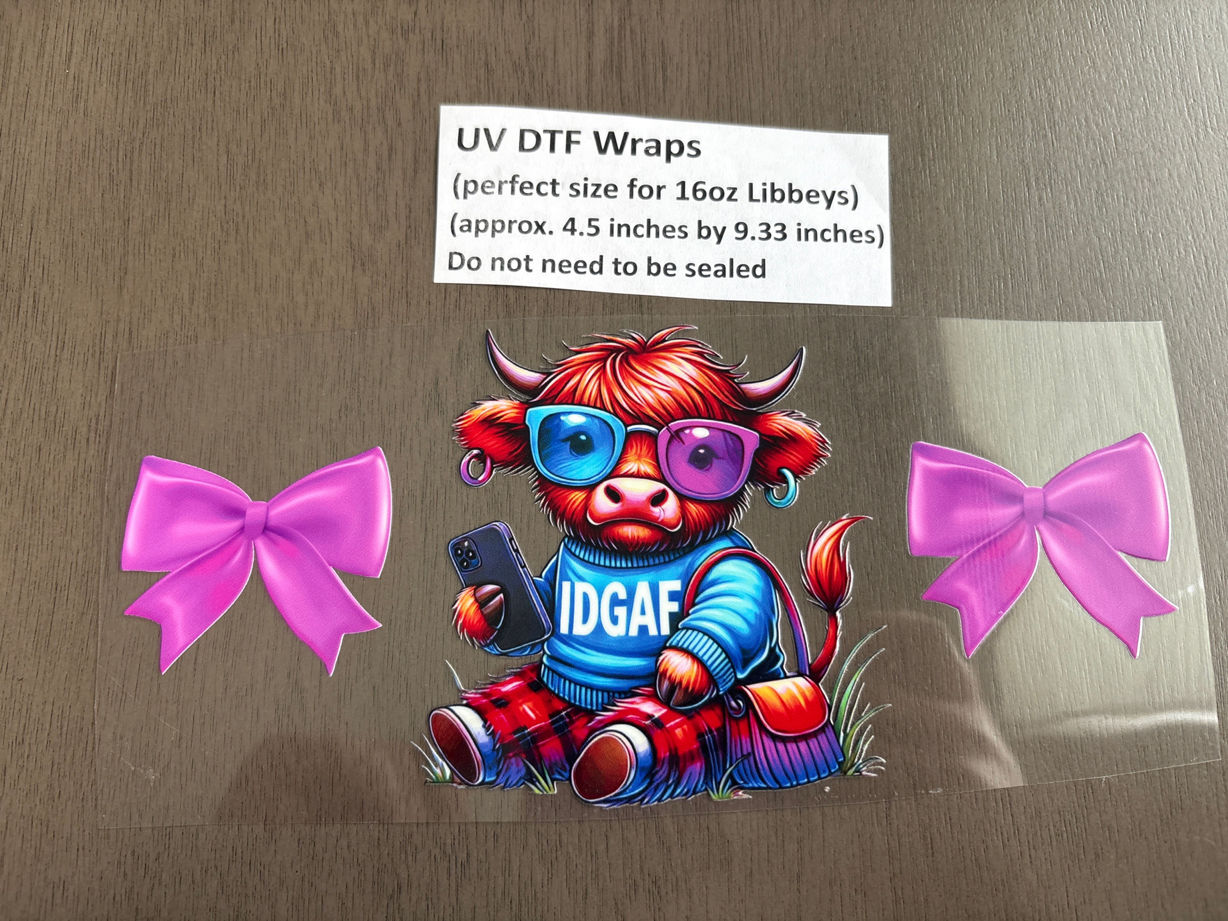 UVDTF Wrap- IDGAF Highland Purple Bows Exclusive