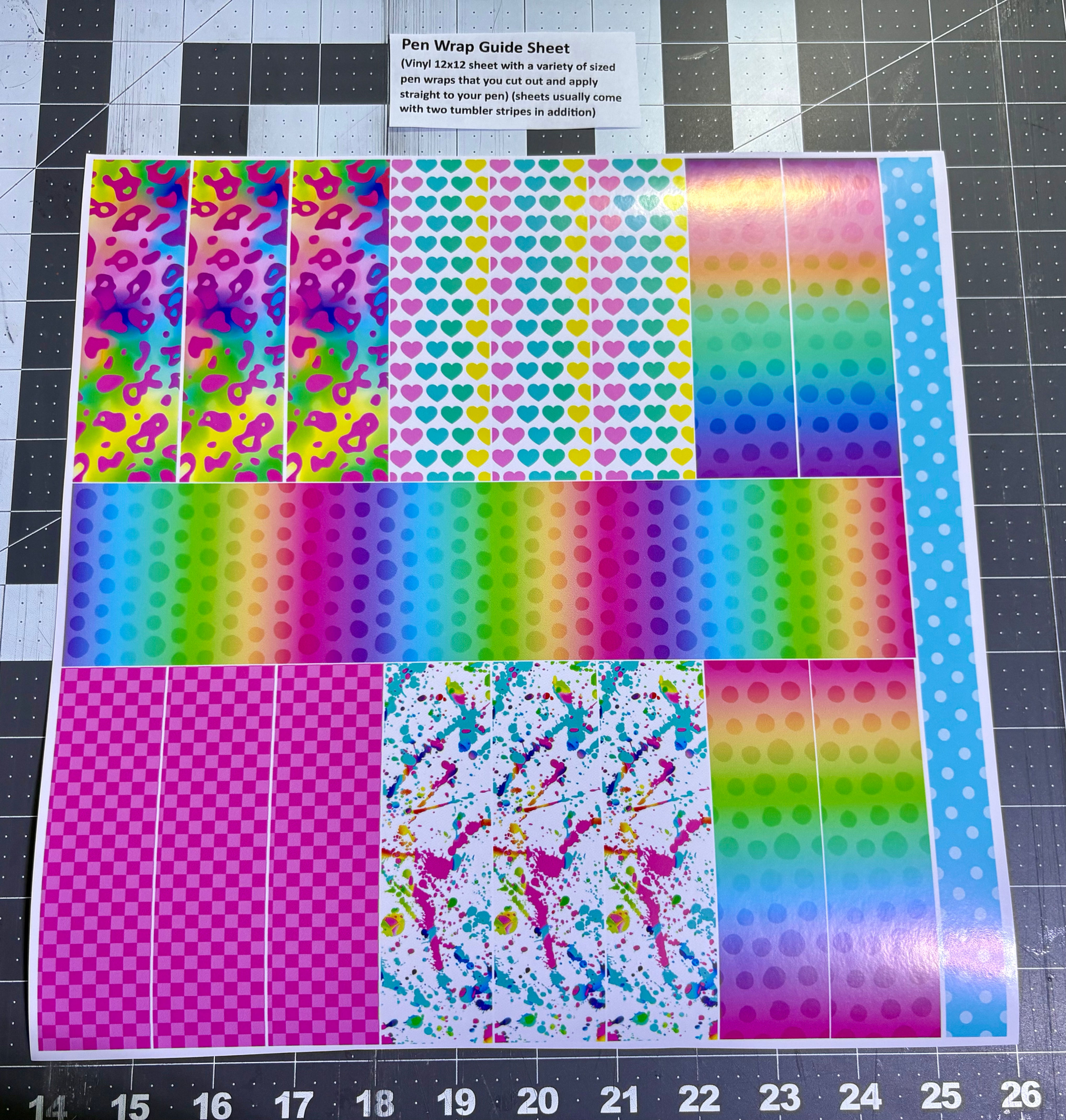 Vinyl Pen Wrap Guide Sheet- Neon Patterns