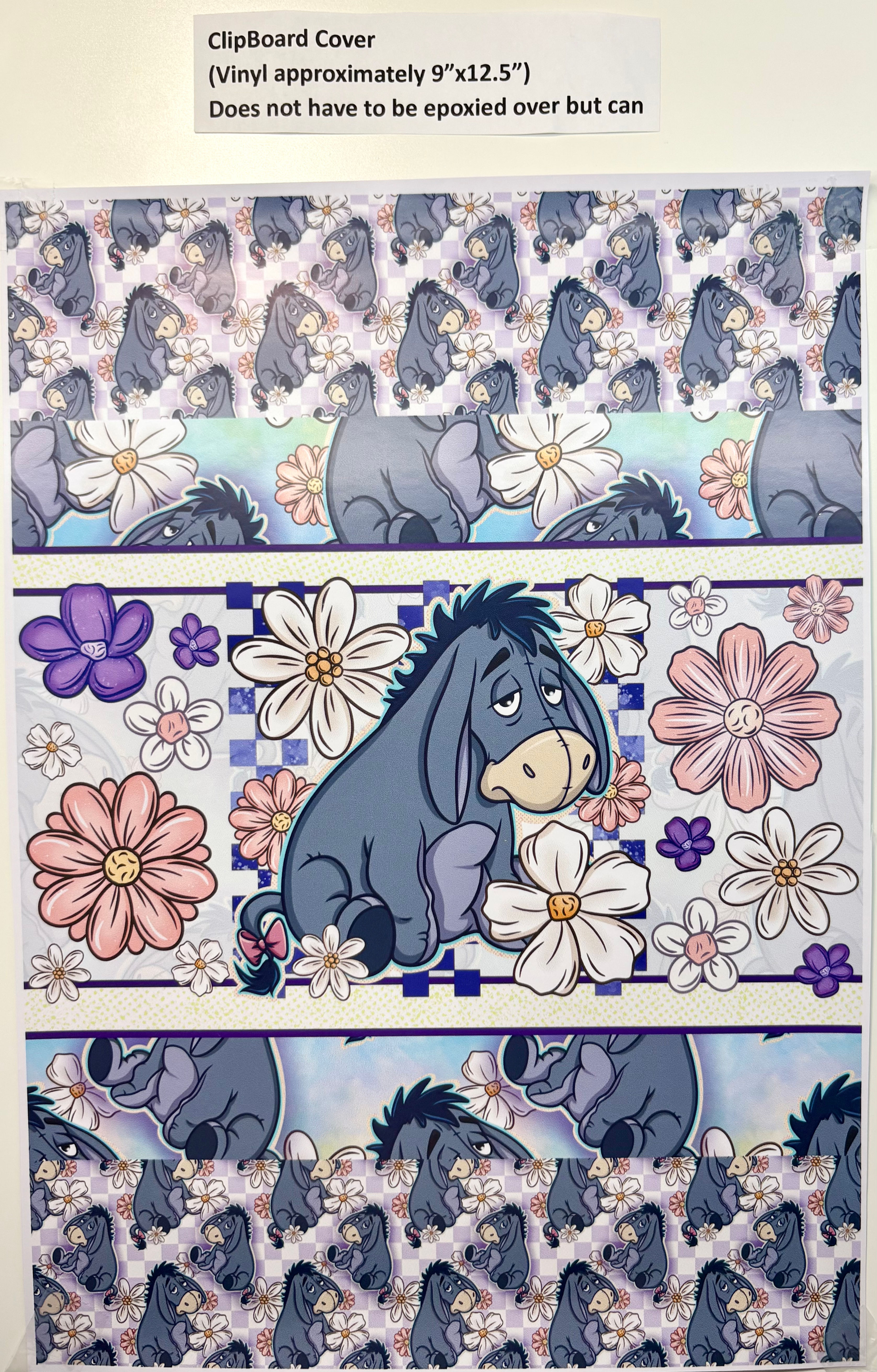 Clipboard  Cover Vinyl- Eeyore Checkered 