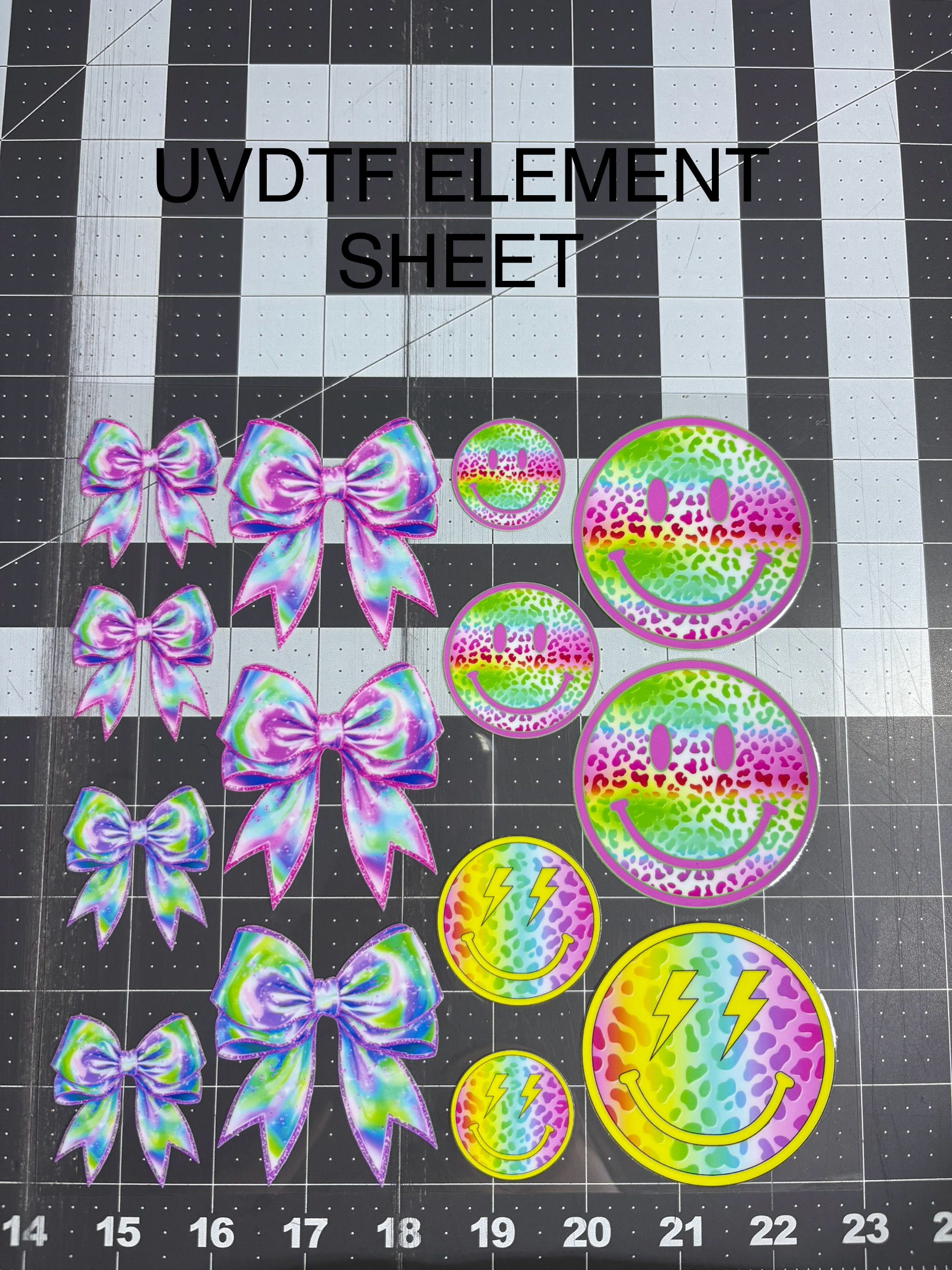 UVDTF ELEMENT SHEET- Smiley’s Pink Yellow