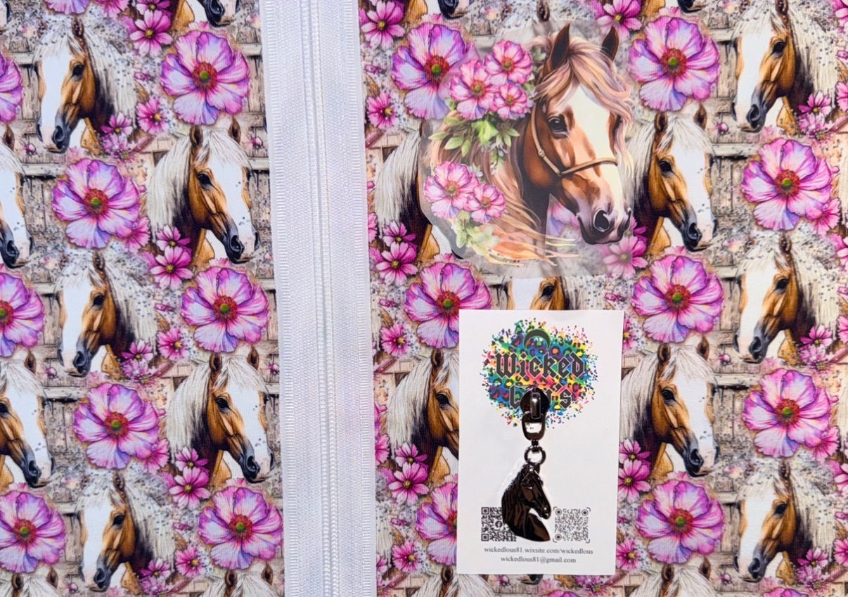 Fabric Zipper Tumbler Kit- Horse Pink Floral 