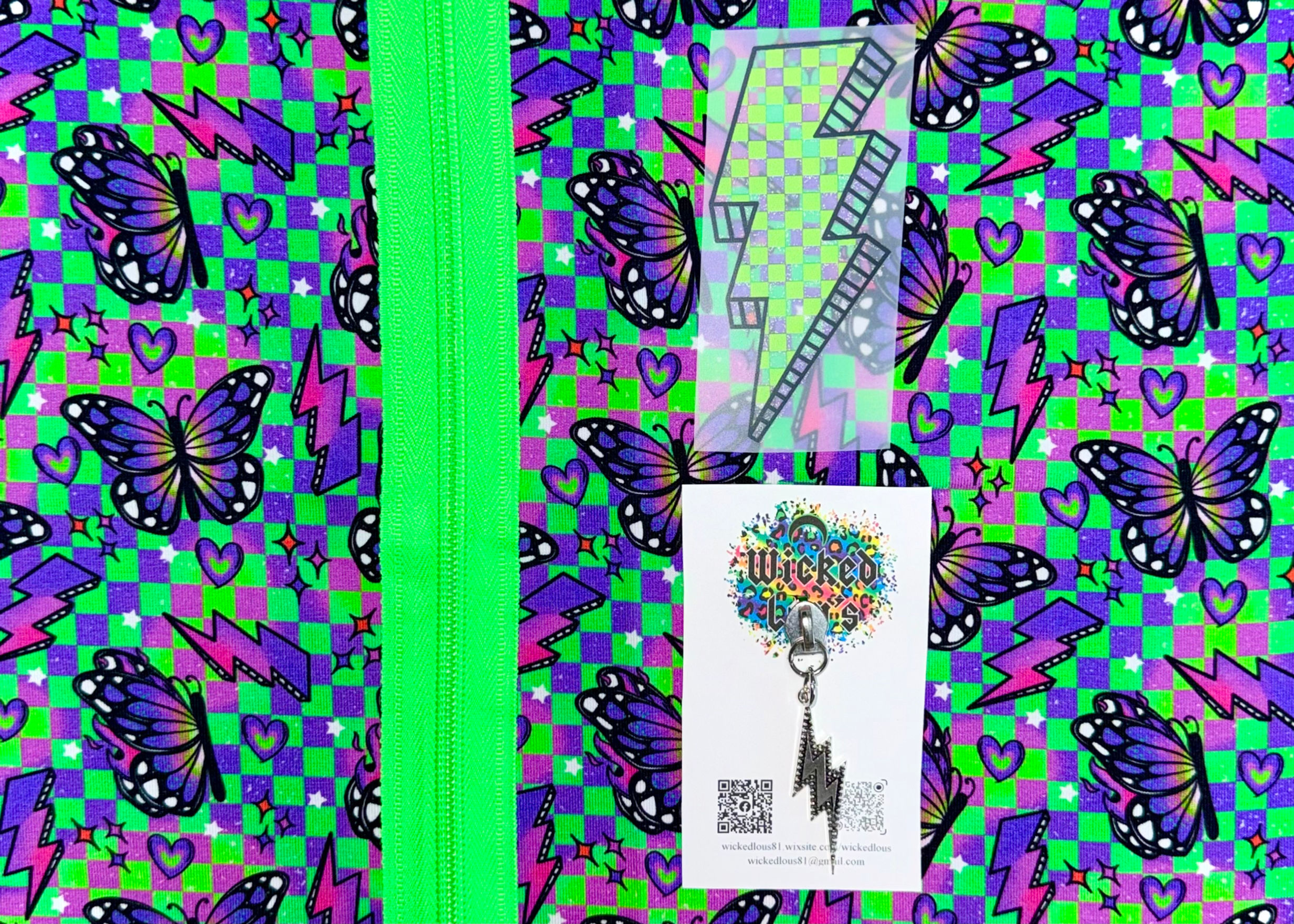 Fabric Zipper Tumbler Kit- Lime Green Butterly Bolts