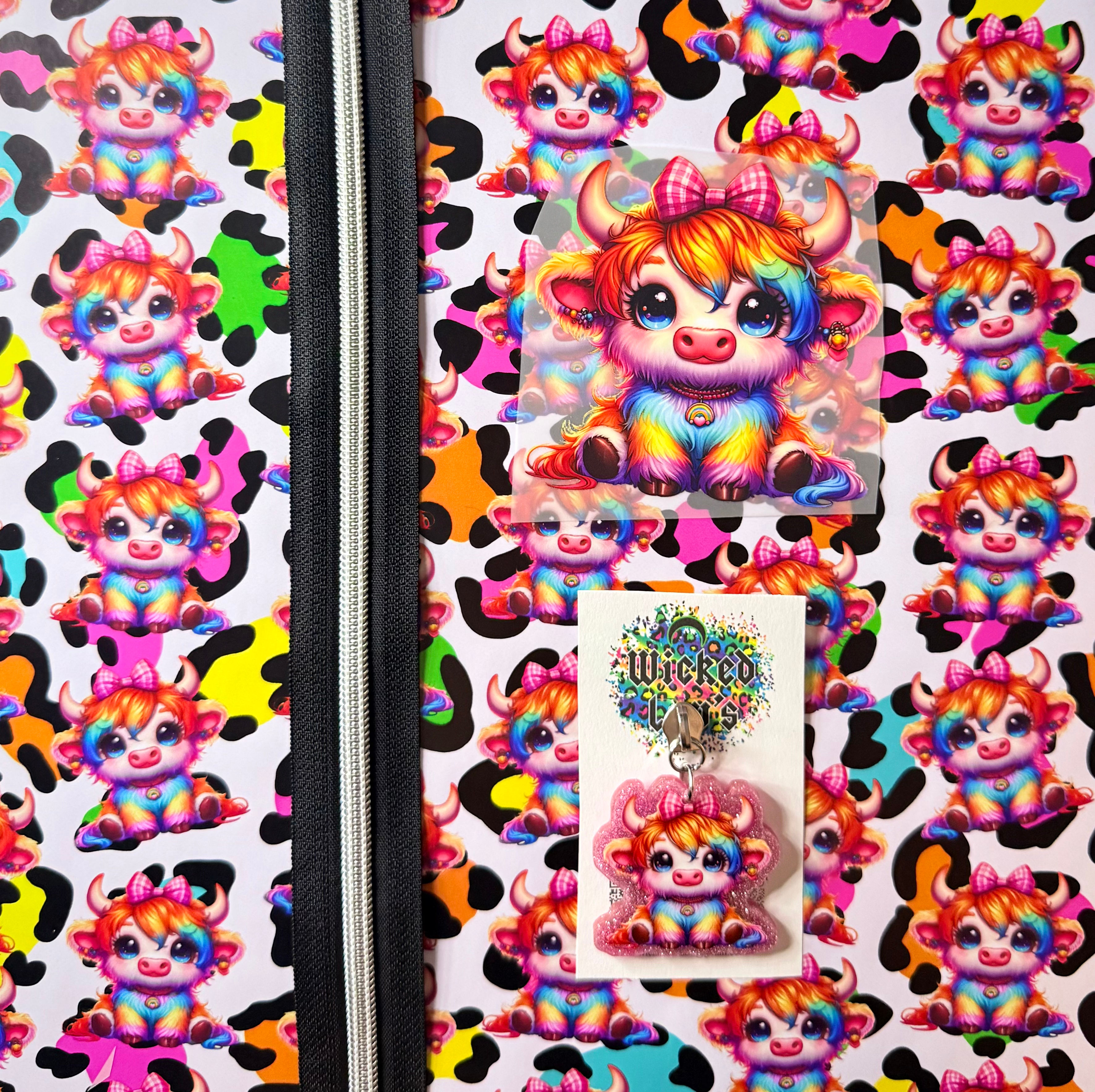 Vinyl Zipper Tumbler Kit-  Highland Cutie Colorful 