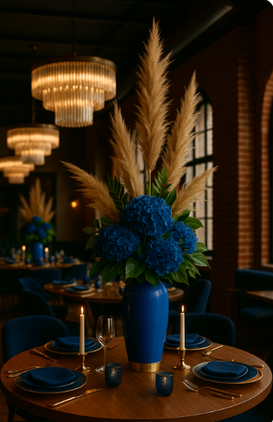 Thumbnail: Luxe Blue Flower Collection - by Luxaro Events (Pricing based on consultation)