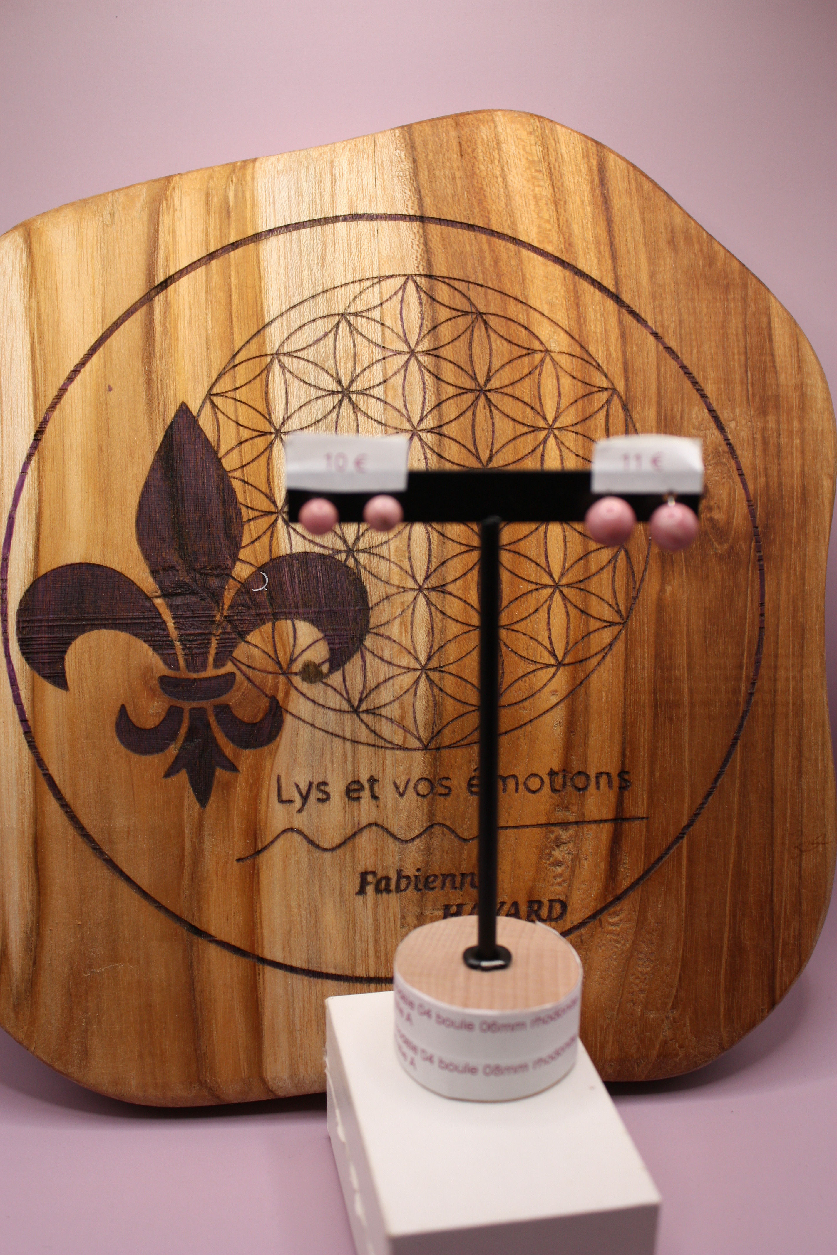 Boucle d'oreille modèle 04 boule 06mm rhodonite Australie A