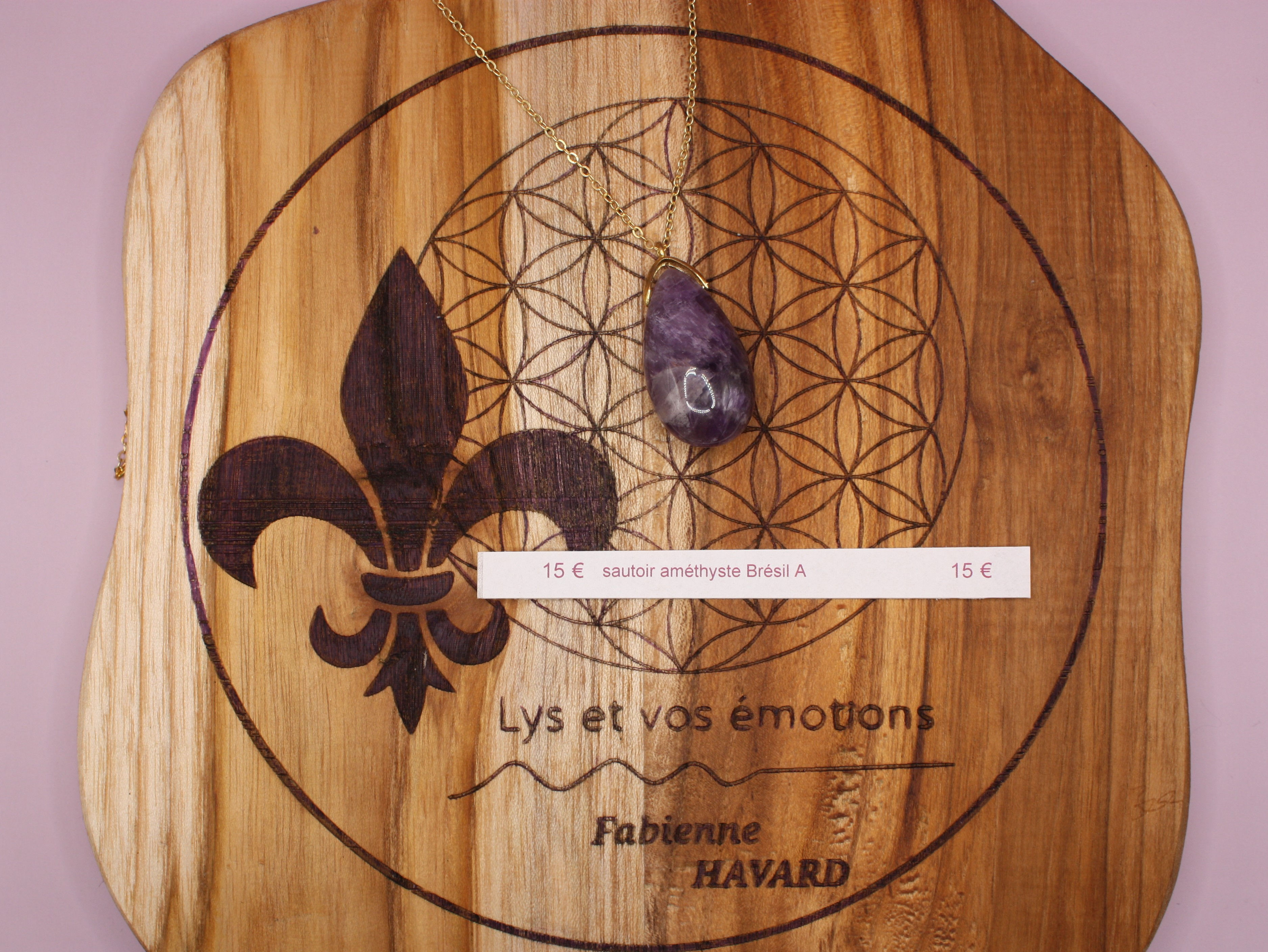 Pendentif goutte sautoir améthyste Brésil A