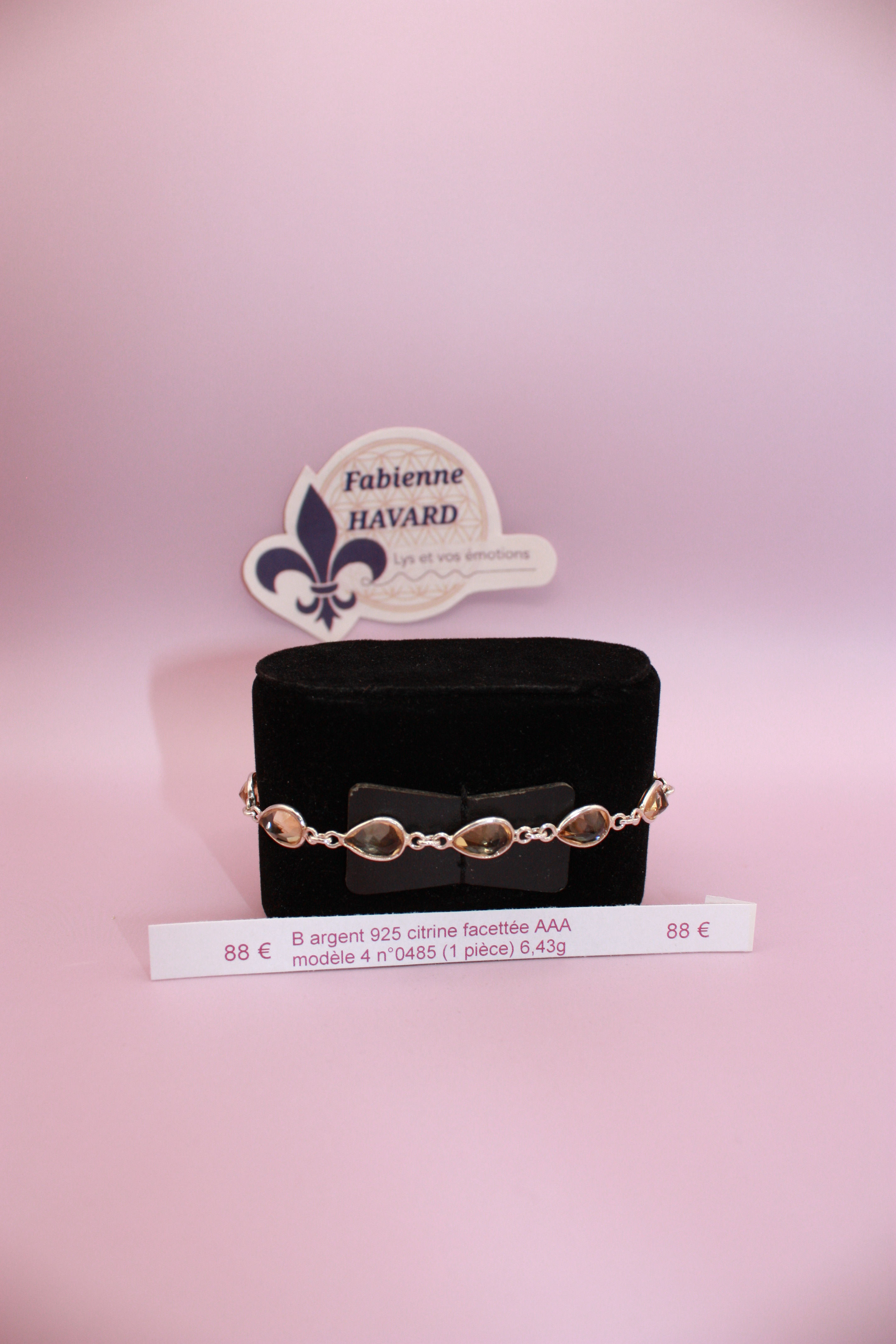 Bracelet argent 925 citrine facettée AAA modèle 4 n°0485 6,43g