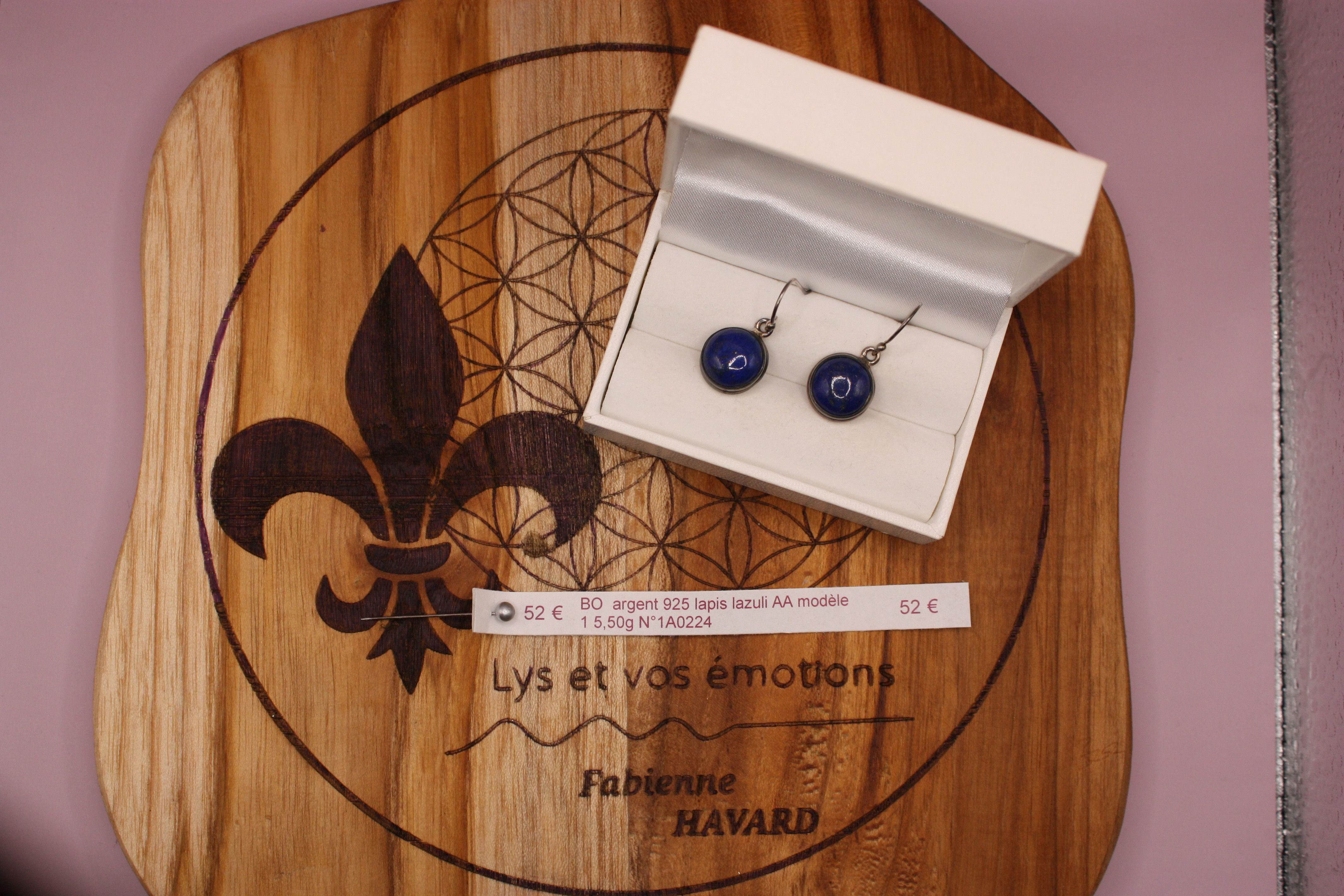 Boucles d'oreilles argent 925 lapis lazuli AA modèle 1  5,50g N°1A0224
