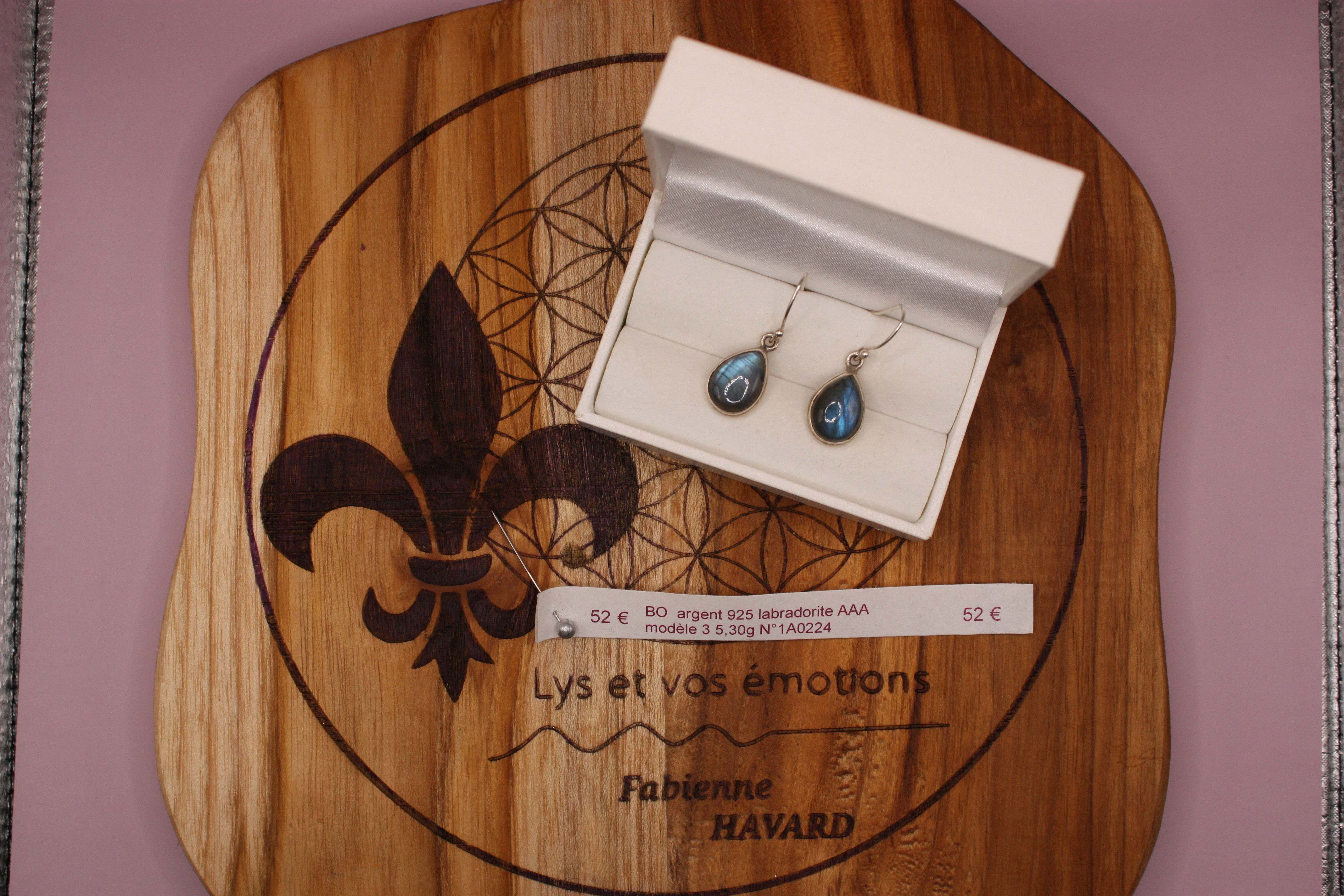 Boucles d'oreilles argent 925 labradorite AAA modèle 3 5,30g N°1A0224