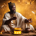African traditional healer invoking mystic personal growth spell