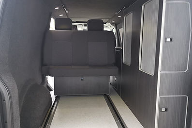 Smart beds are popular choice for many camper van conversions. Smart beds are equipped with a range of market leading features including an ease of use operating system, reclining mechanism, EVOLUX upholstery and spacious under bed storage. Smart beds are also available on a rail system, giving the bed the ability to move up and down the length of the van, creating additional storage space.