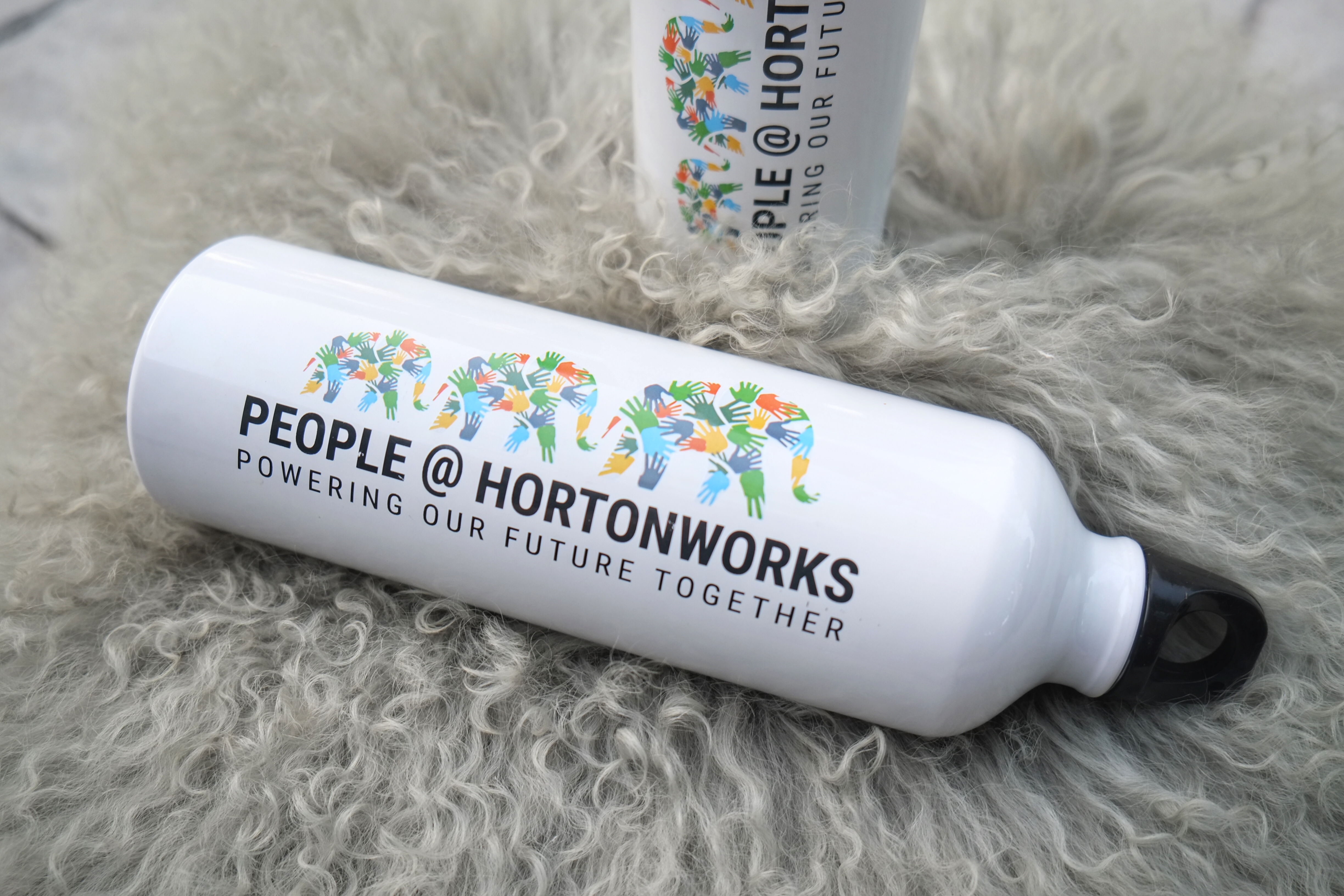 Printed on water bottles — sent to 500+ employees
