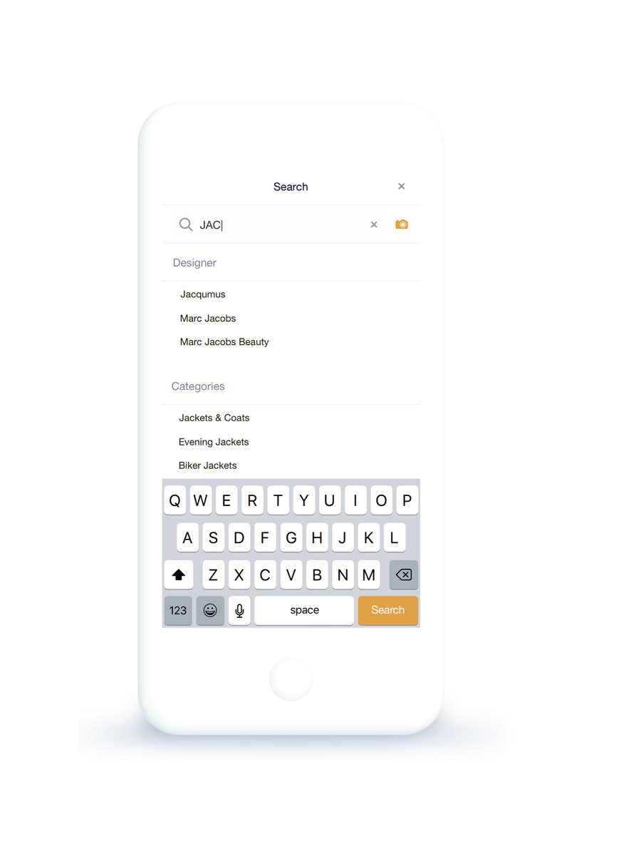 Search — keywords, history, and camera search