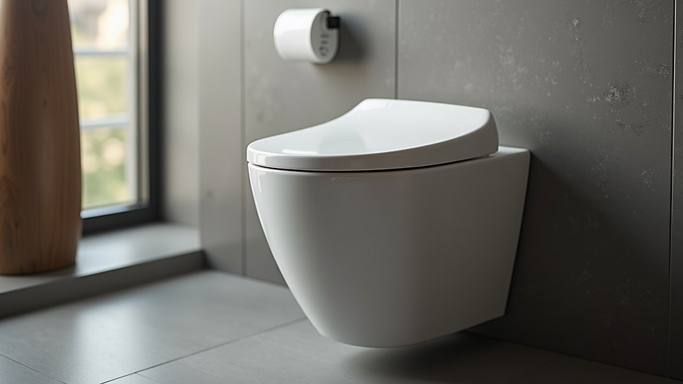 Close-up view of a sleek modern toilet with concealed cistern
