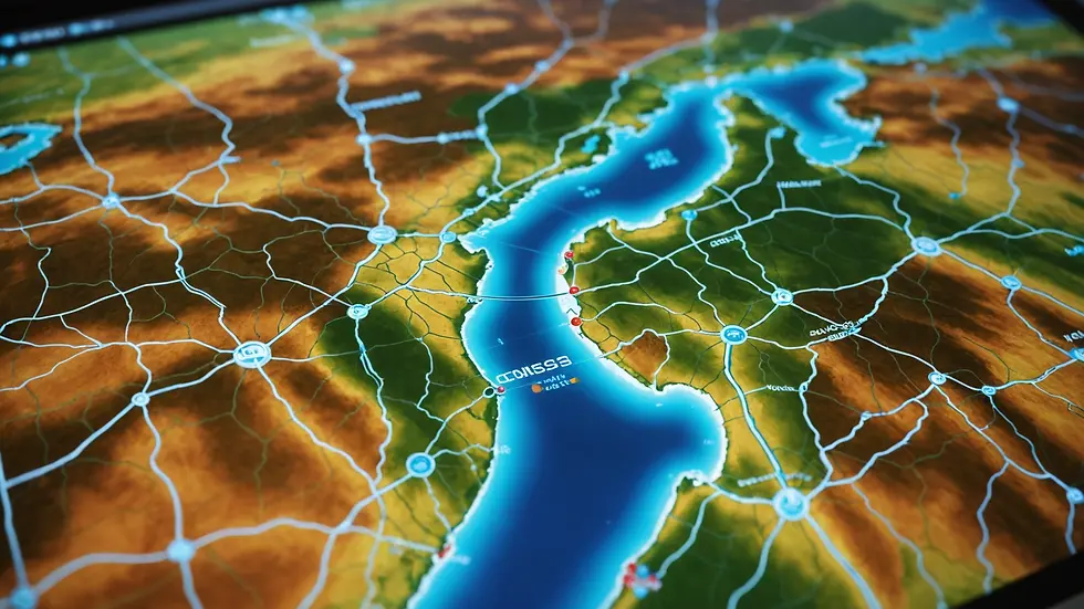 Close-up view of a computer screen displaying GIS data