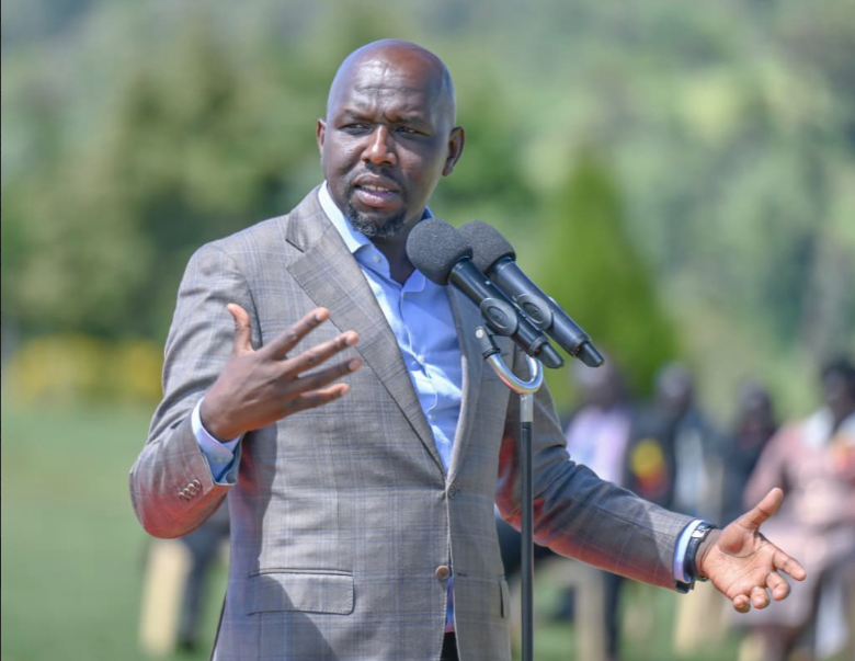 Interior and National Administration Cabinet Secretary Kipchumba Murkomen speaks during a church service at the Africa Inland Church in Kapyego, Elgeyo Marakwet County/X
