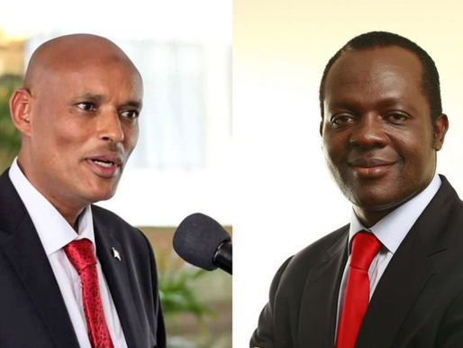 DCI boss Amin Mohamed addressing the media during a press briefing where he accused Raphael Tuju of staging his alleged abduction.