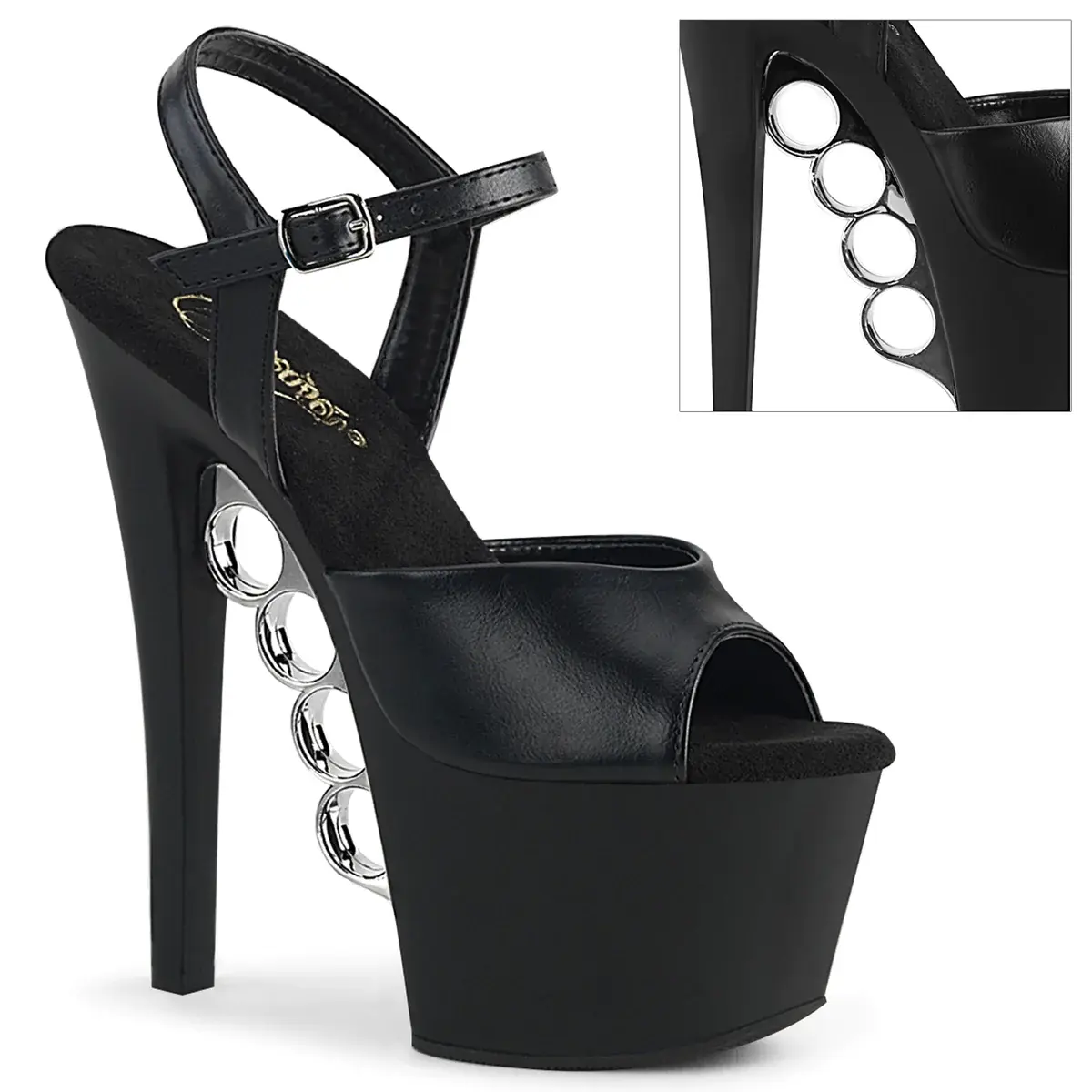 Pleaser Black Heels Knuckles On Platforms