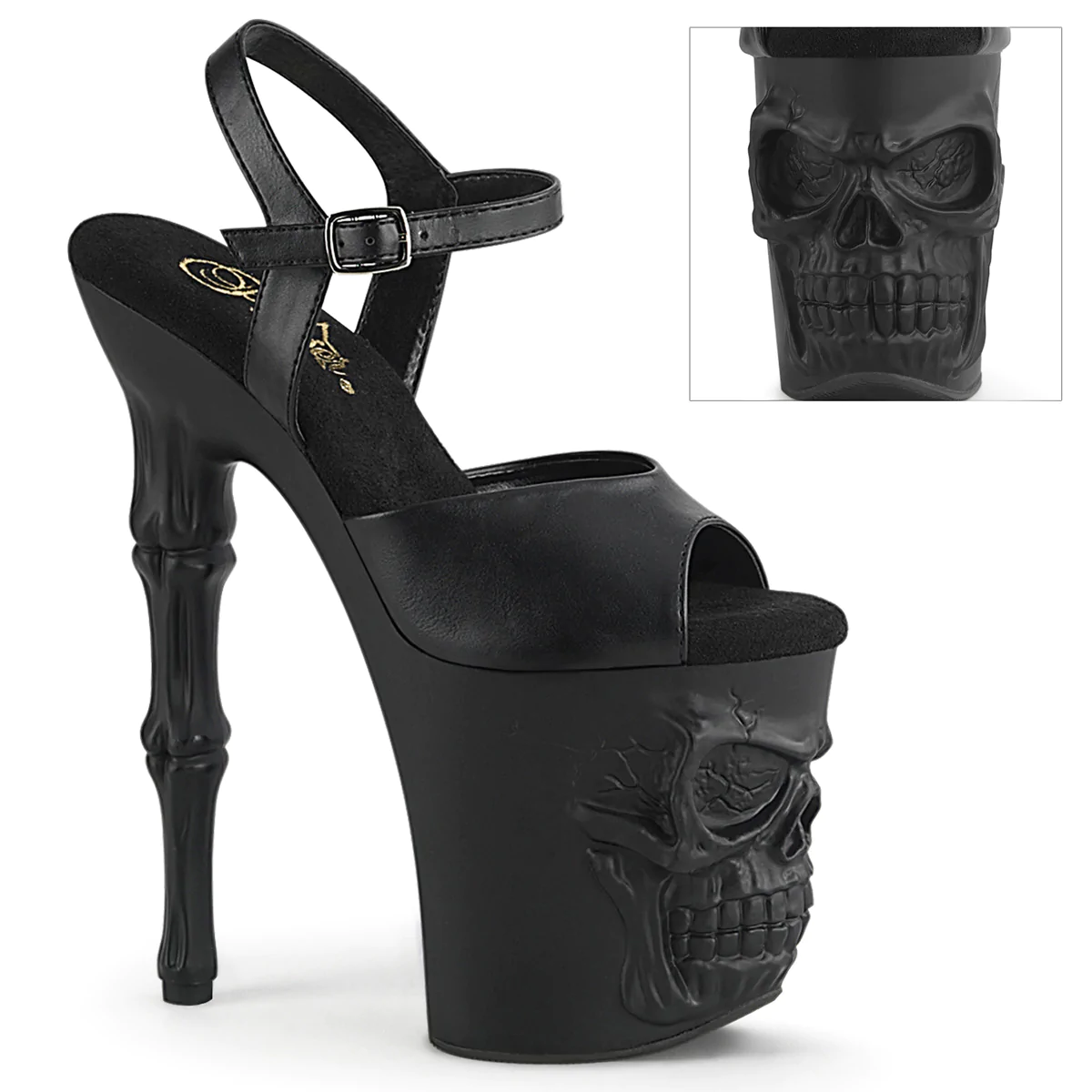 Pleaser Black Skull High Heels