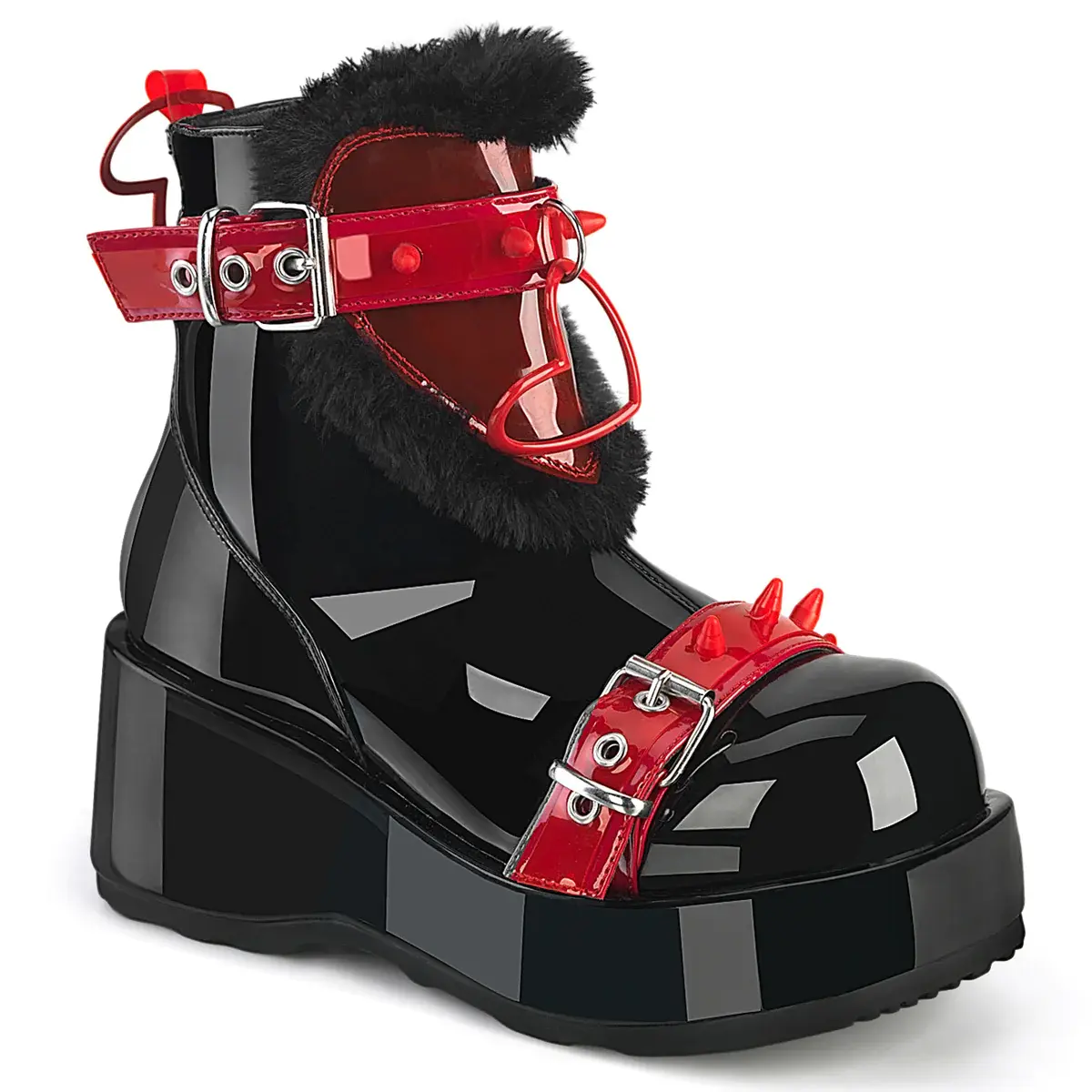 Demonia Red Hearts Black Boots