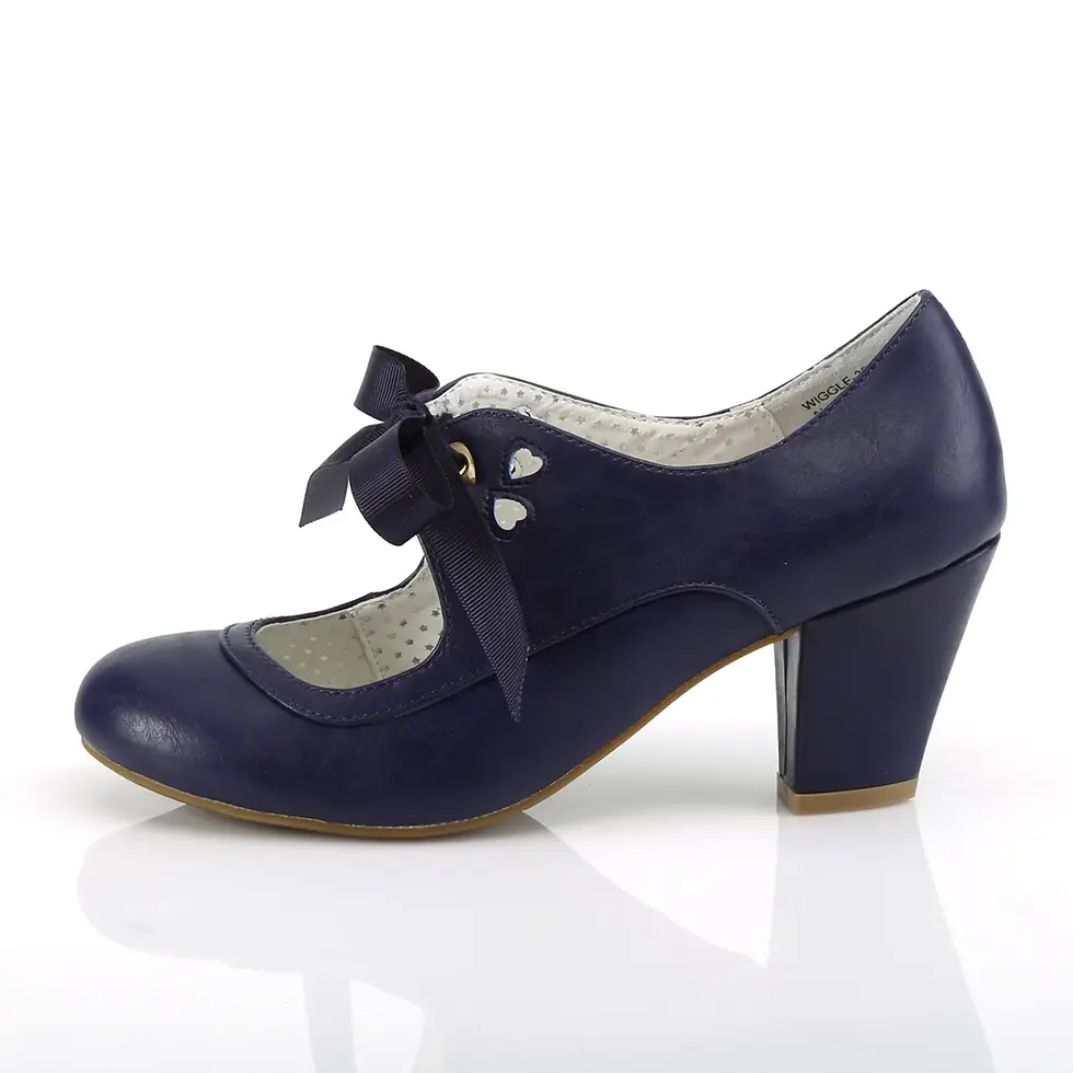 תמונה ממוזערת: Pin Up Navy Blue Cuben Heels