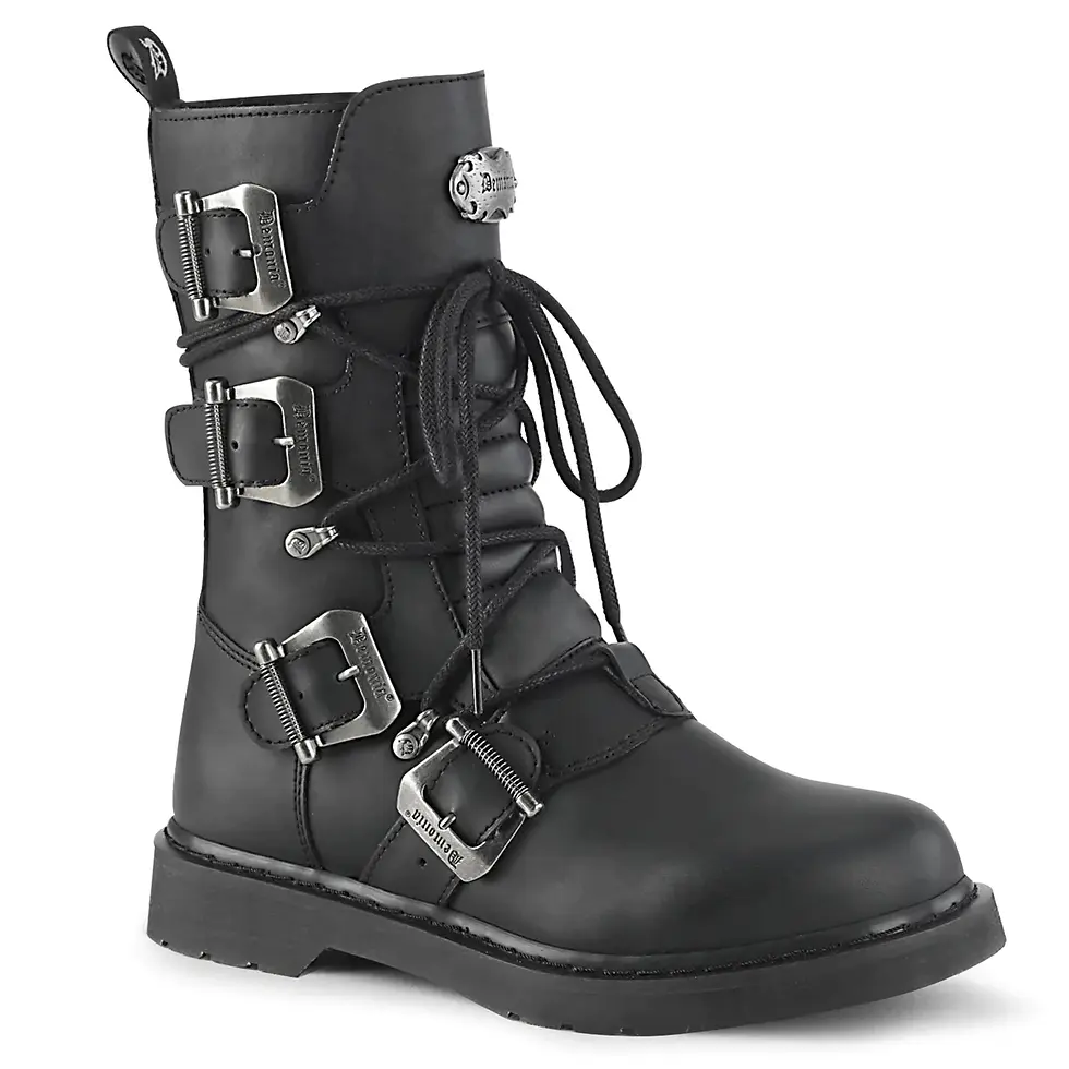 Demonia Buckle Straps Combat Boots