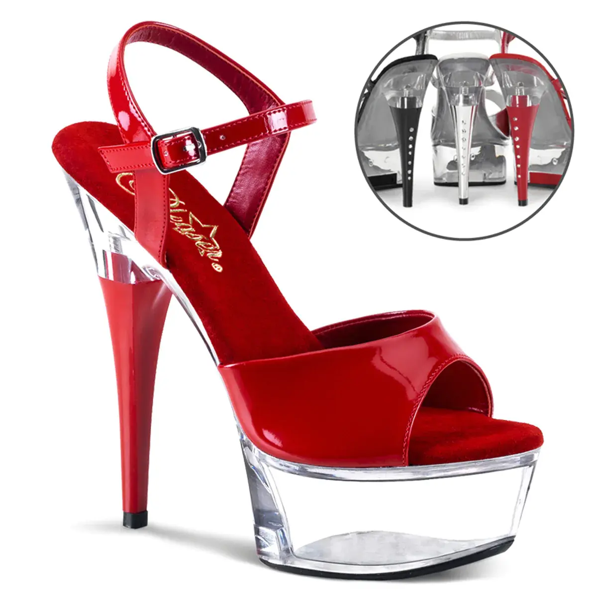 Pleaser Back Rhinestones Red Heels