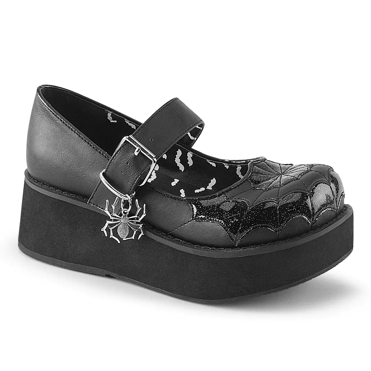 Demonia Black Spider Web Sandal