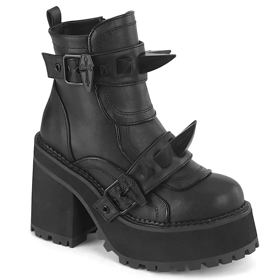 Demonia Black Rubber Claw Spikes Platforms
