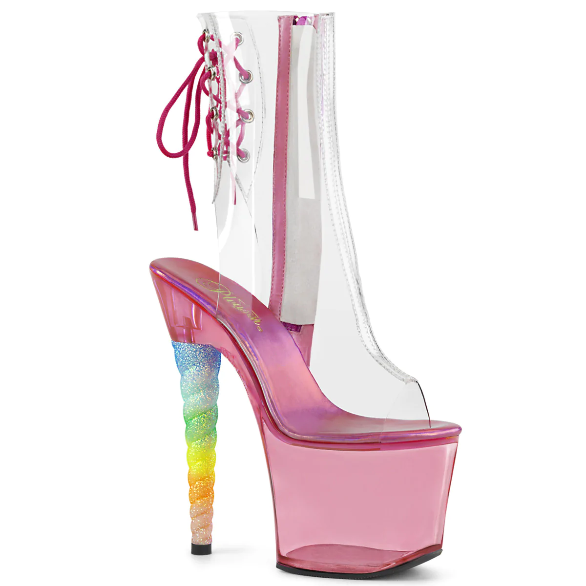 Pleaser Pink Rainbow Glitter Unicorn Boots Kirkas