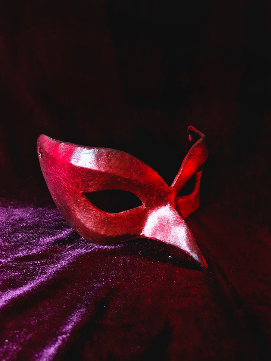 Thumbnail: Scarlet Crow Mask, Unisex Carnaval Venetian Mask, Handpainted