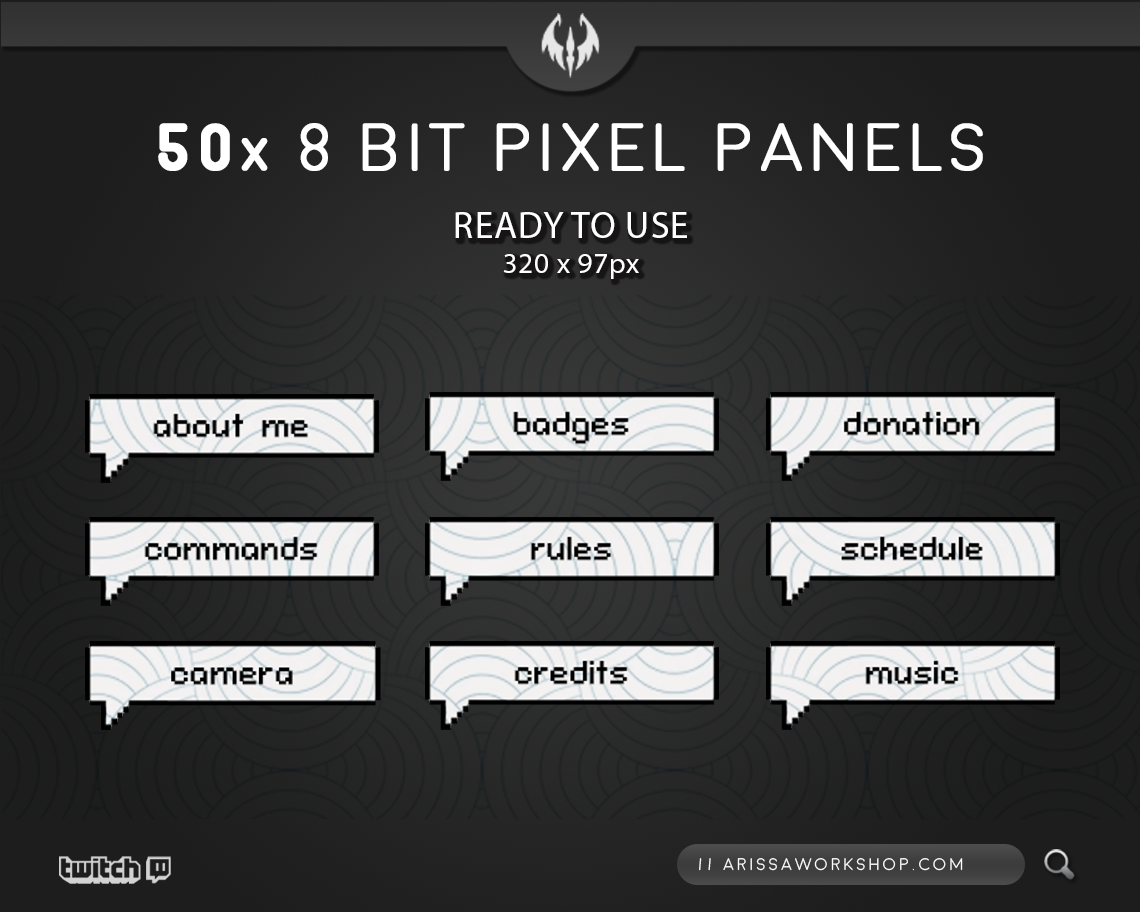 50x 8 Bit Pixel Twitch Bubble Panels