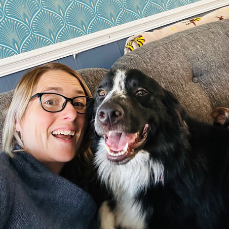 Taffy. A rescue border collie that she helped