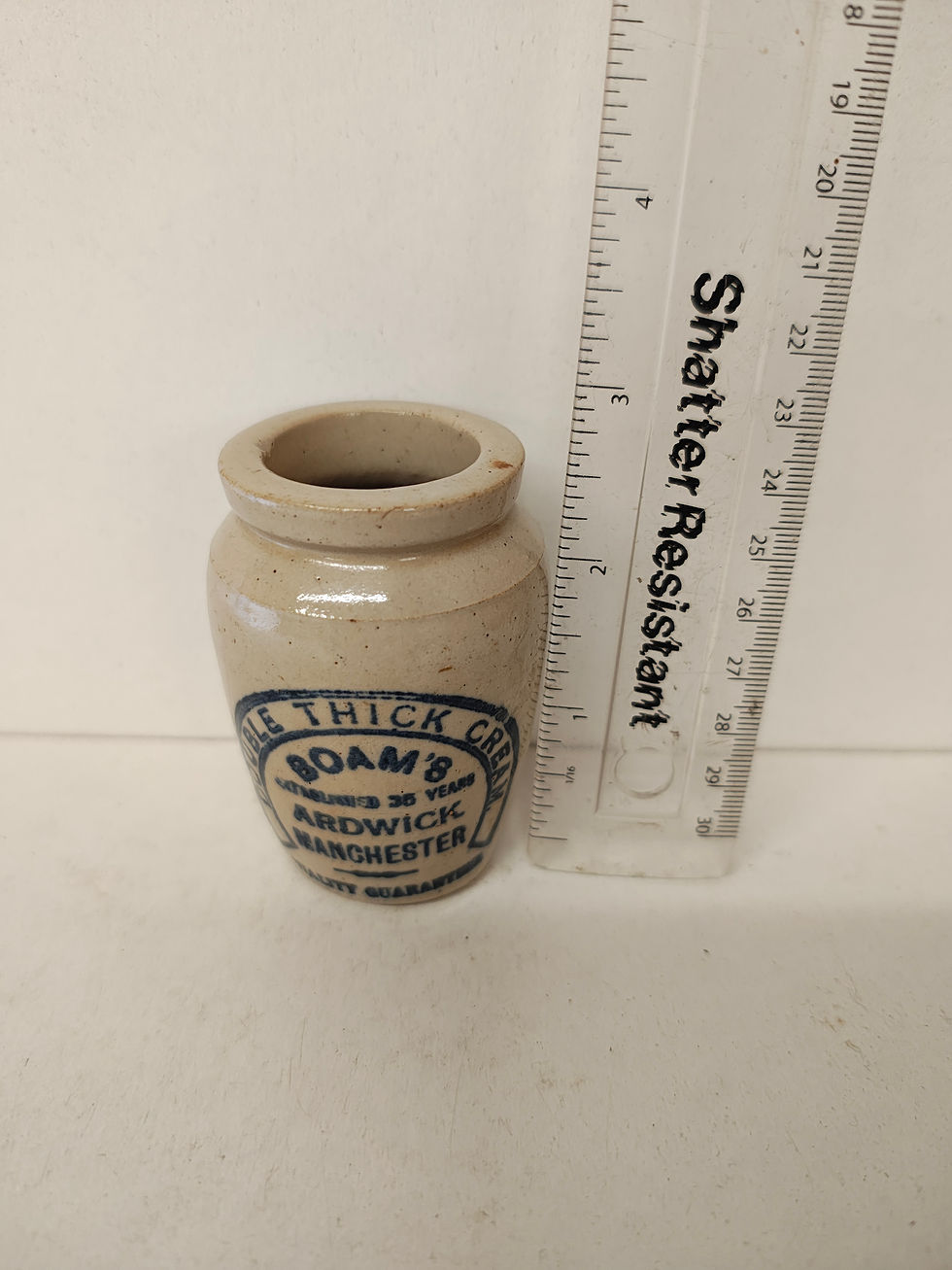 Thumbnail: Small Blue Print Boam's Double Thick Cream Pot Ardwick Manchester 