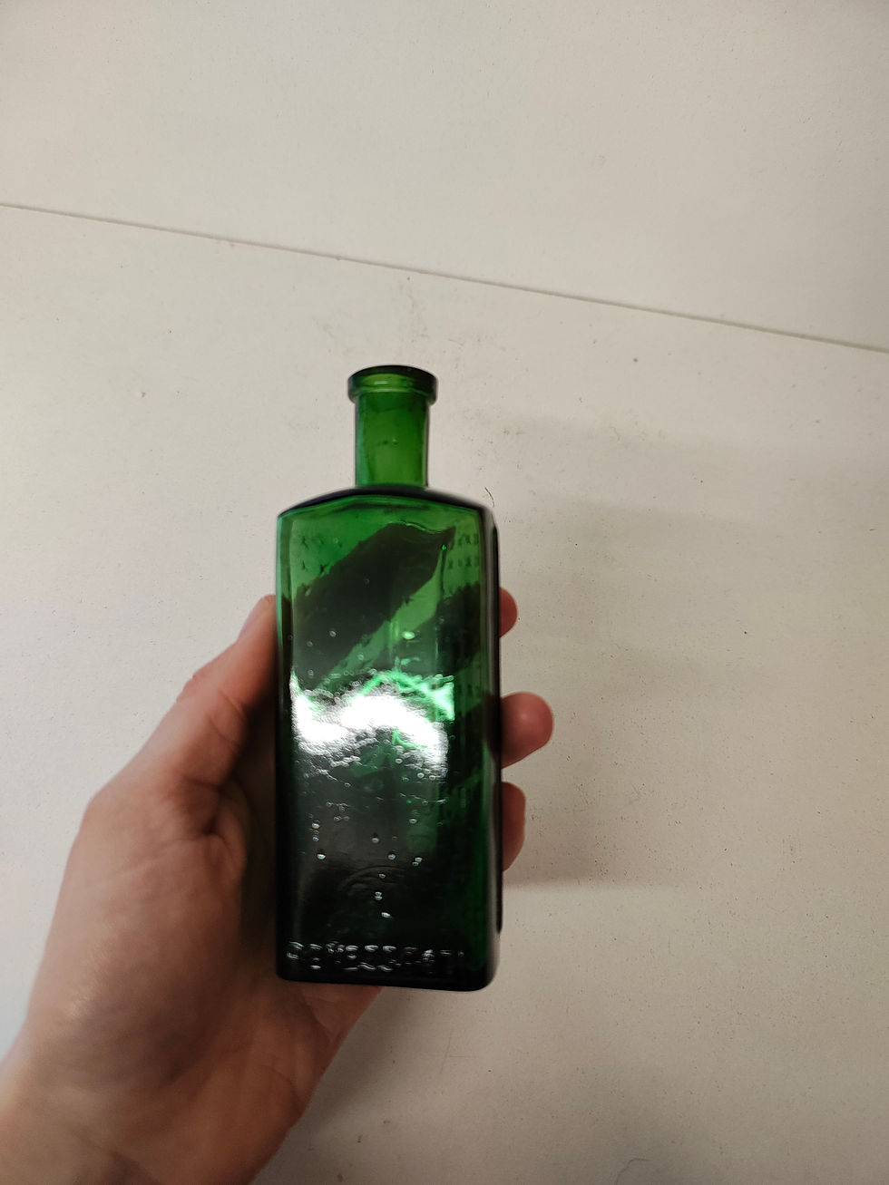 Thumbnail: Lovely Embossed NOT TO BE TAKEN Green Flat Back 4oz Poison Bottle