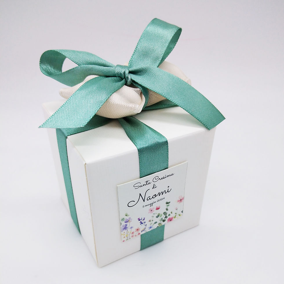 Miniatura: Vaso 120g con scatolina, nastri colorati e confetti