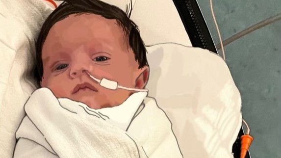 Drawing of Ryker (my son) in the NICU. Drawing made by MaryRose B.