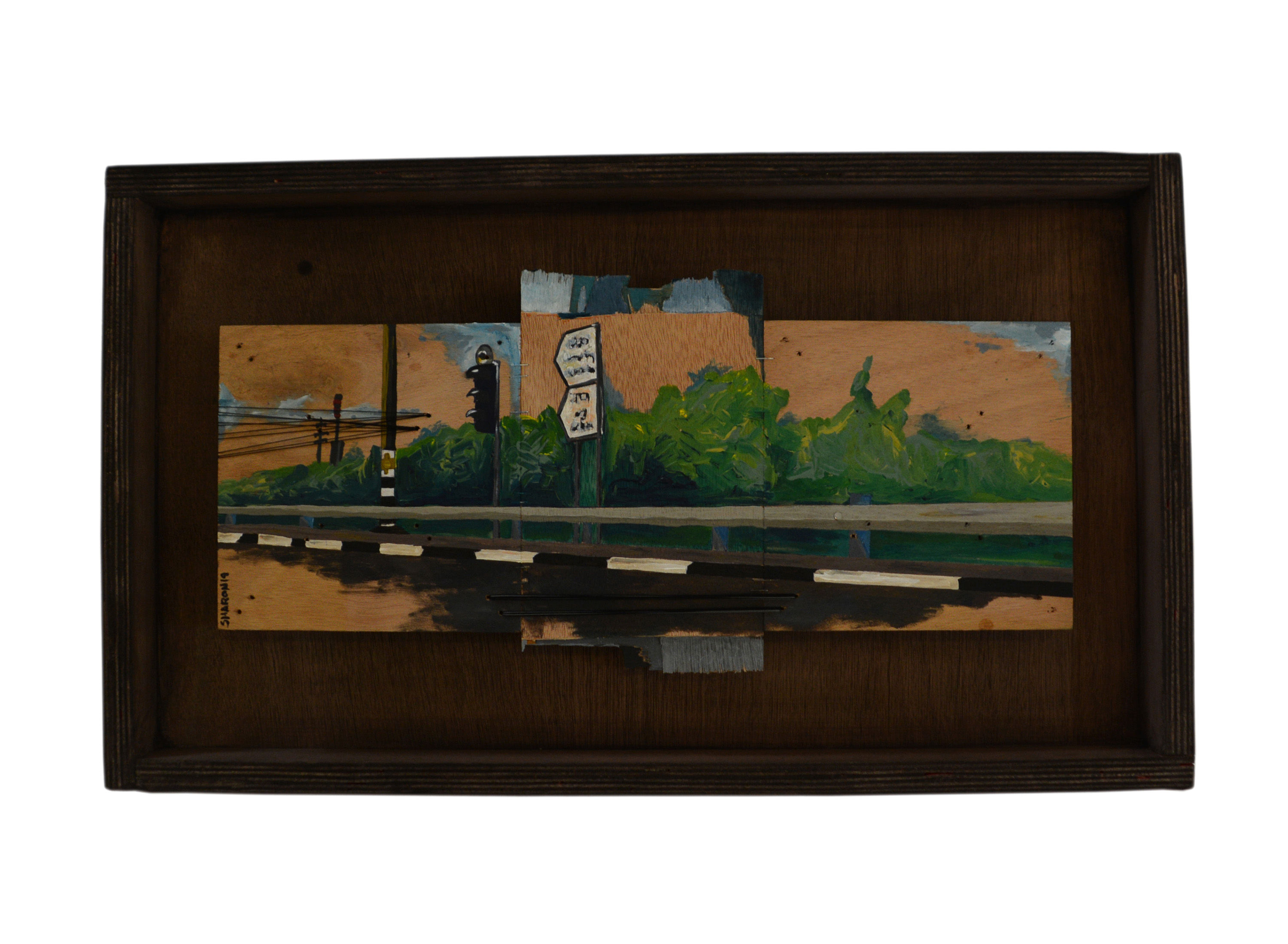 ציור נוף ישראלי על עץ