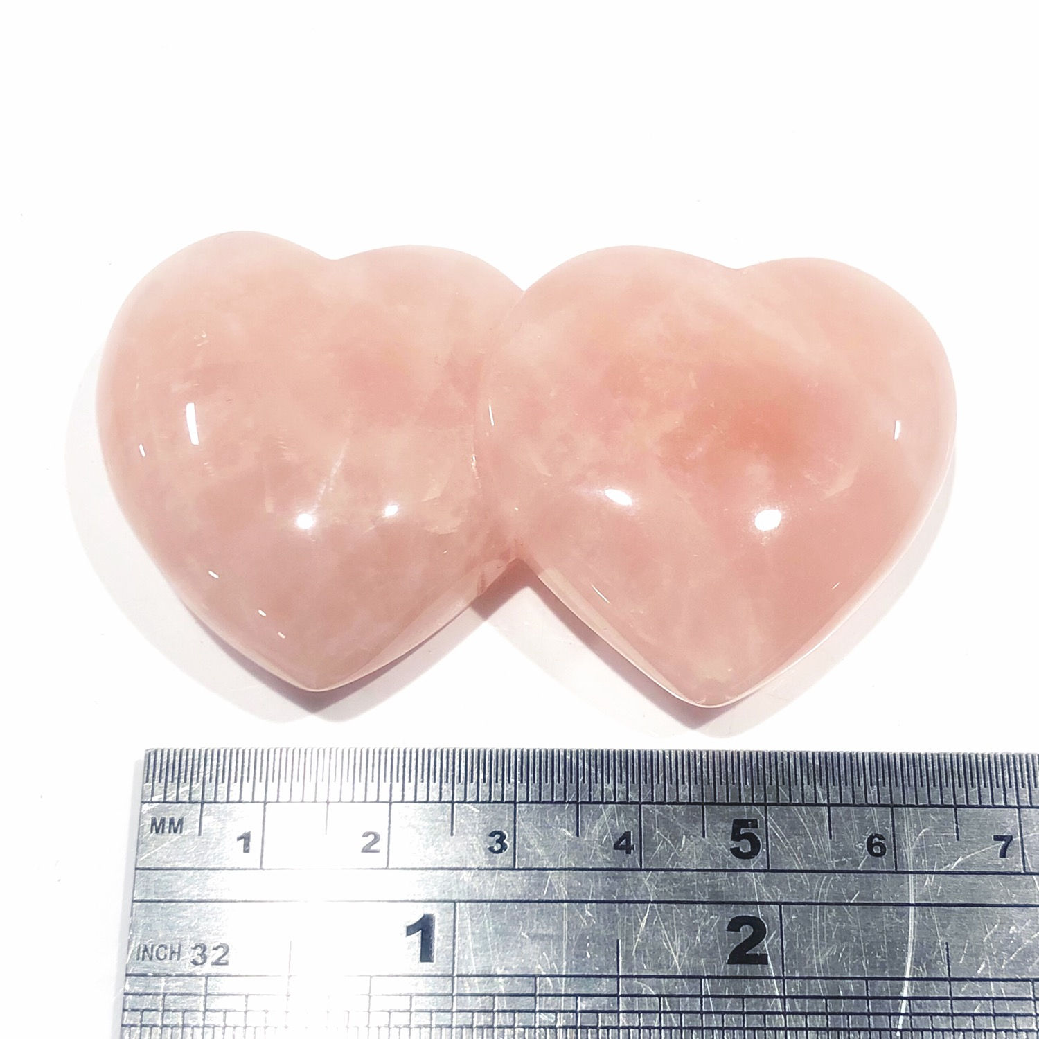 Rose Quartz Duo Hearts
