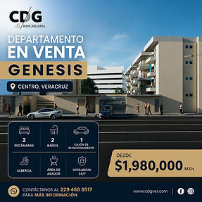 Departamento en venta en Genesis, Veracruz, con 2 recámaras, alberca y vigilancia 24 horas.