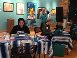 Kai Coggin (Left) and Karen Hayes (Right) participate in the POETRY TALKS BACK event on Saturday Jan