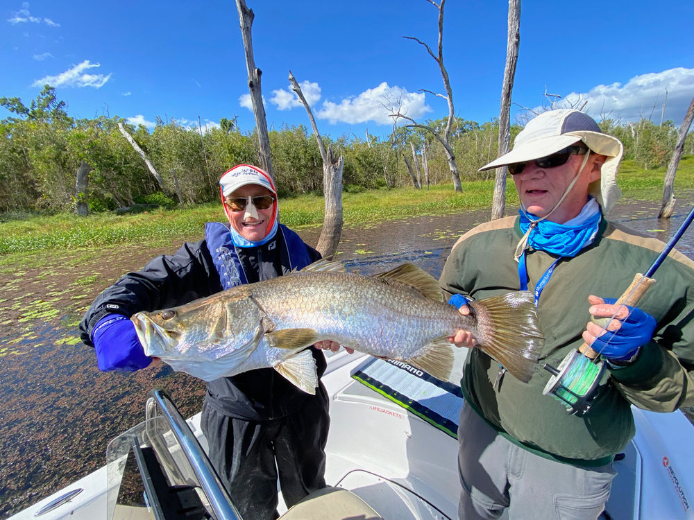 Flyfishing in Proserpine Lake, Queensland with Bryn and our guide John