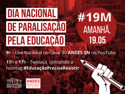 19 de maio: Dia Nacional de Paralisação pela Educação